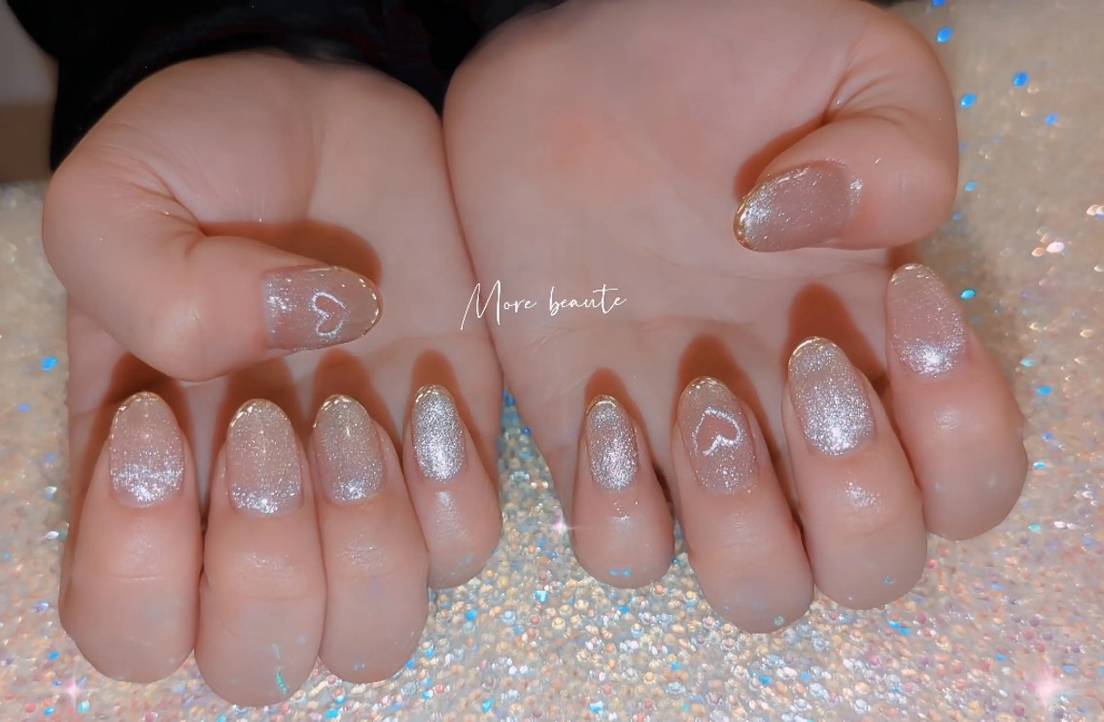 ネイル アートネイル ジェルネイル ハート 韓国ネイル マグネットネイル ハンドネイル I LOVE ME NAIL.｡.:*♡のネイルデザイン