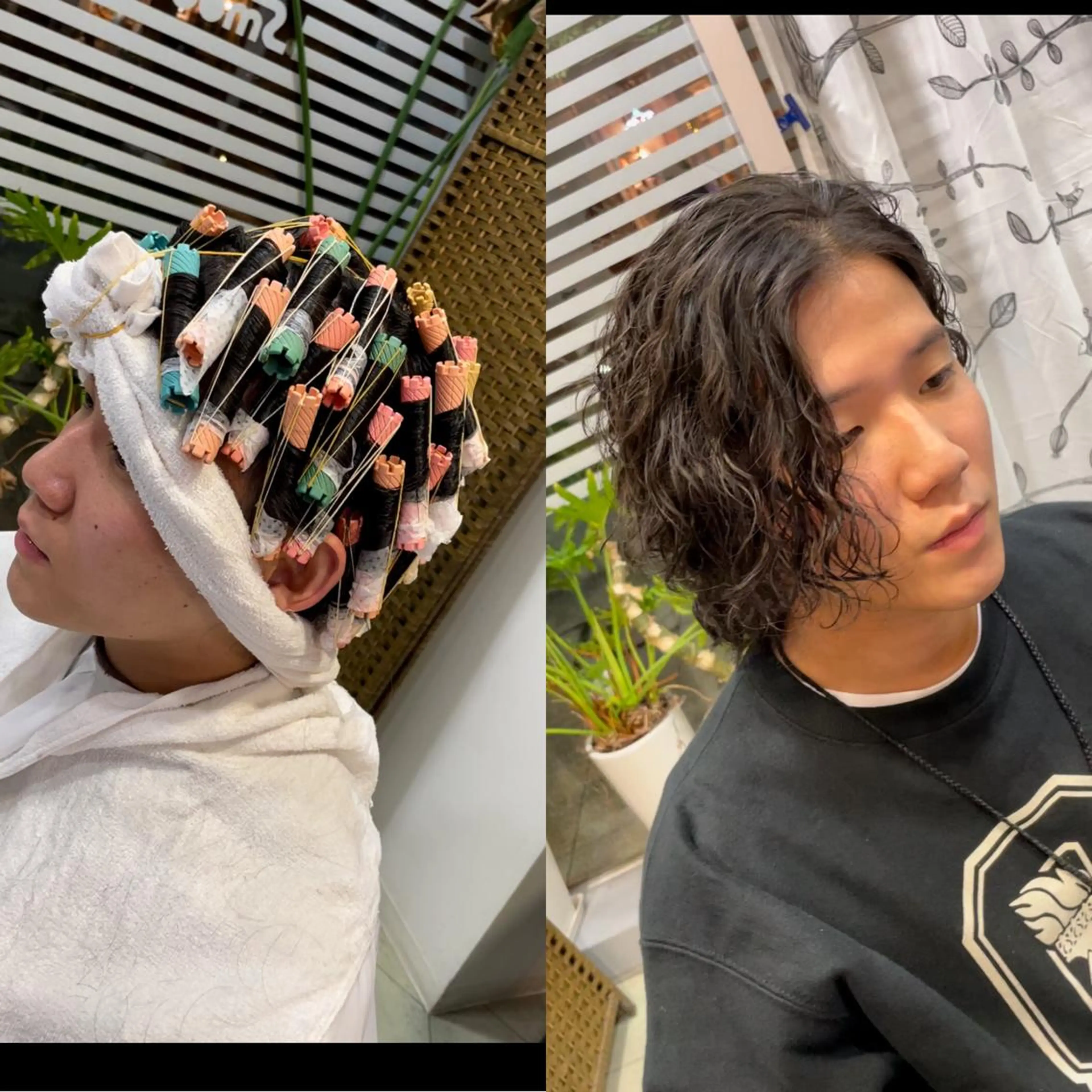 ミディアム パーマ メンズ ミディアムパーマ フェードカット メンズメッシュ メンズパーマ スキンフェード カット パーマ ヘアセット share salon　SCENA所属・堤太志 メンズパーマ特化のヘアスタイル