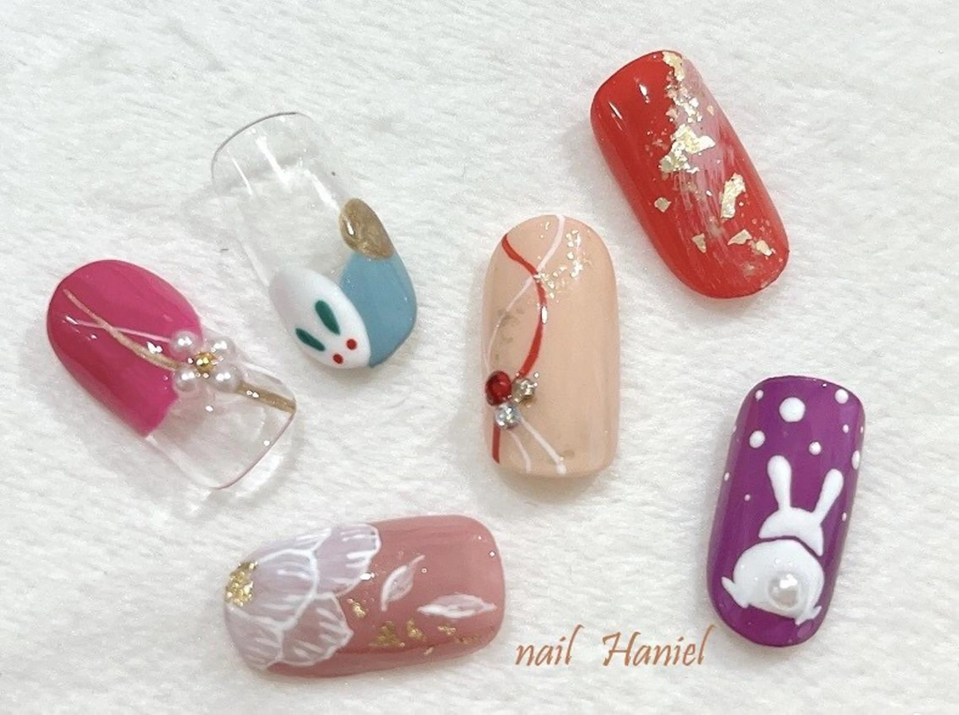 ネイル マツエク・マツパ 成人式 パリジェンヌラッシュリフト 一重×まつ毛パーマ アートネイル 成人式 nail Haniel所属・半蔵門サロンハニエル 魅神 ちよのネイルデザイン
