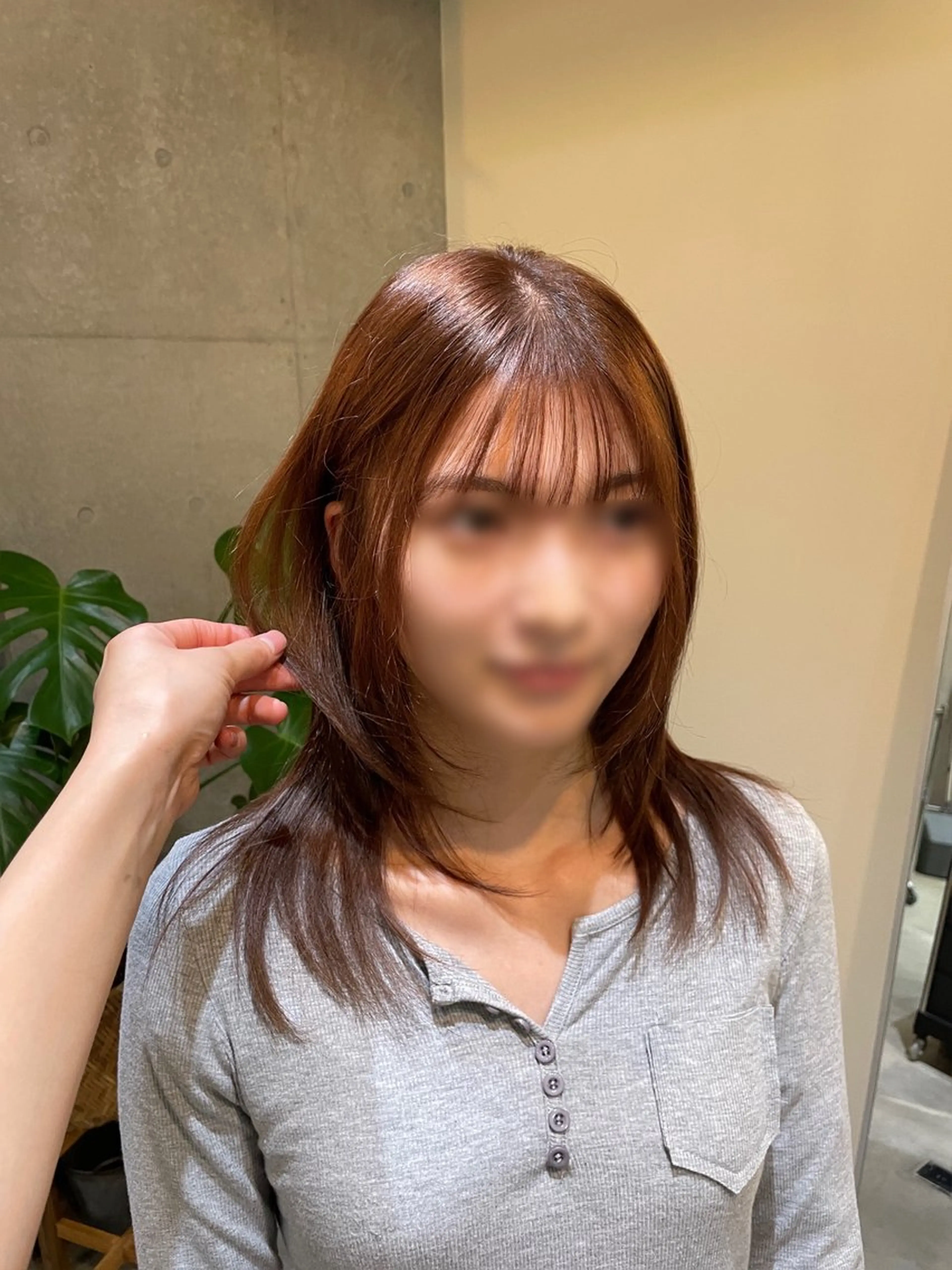 セミロング 韓国風ヘア レイヤーカット カット レイヤーハッシュカッ トカラー専門美容師のヘアスタイル