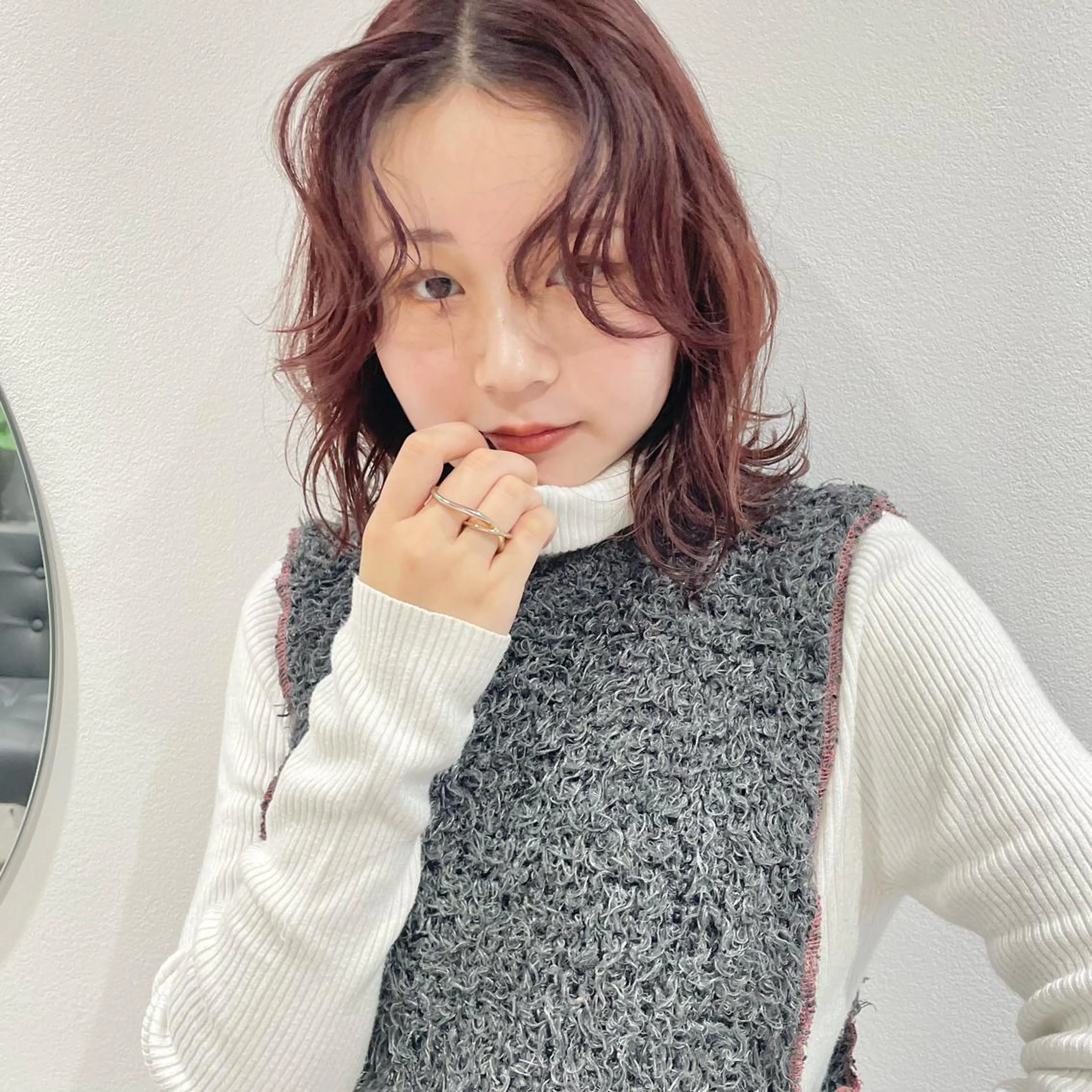 ミディアム カラー カット ヘアカラー トリートメント 🍊暖色×顔周り 🍊cocoroのヘアスタイル