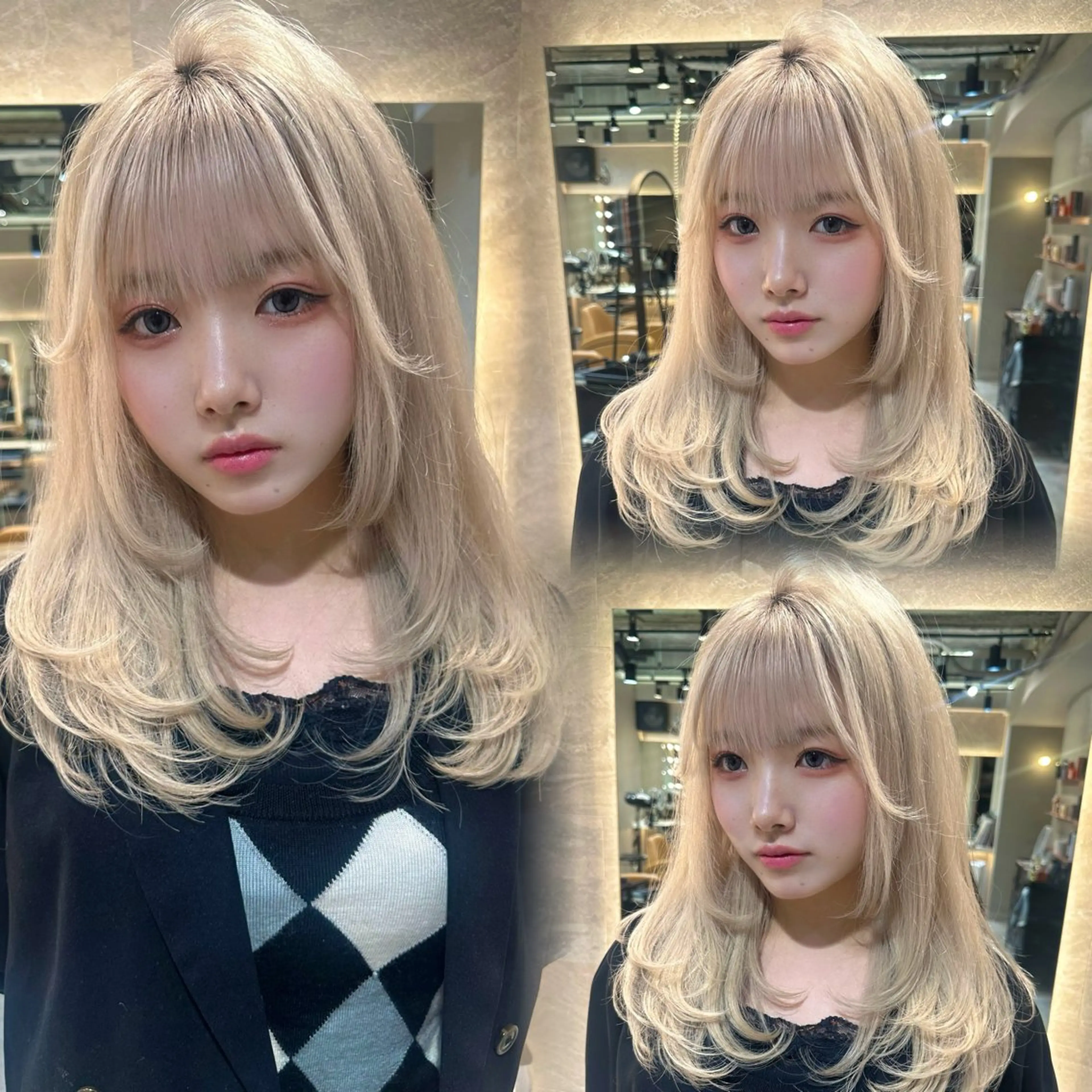ロング 顔周りカット 韓国風ヘア レイヤーカット ウルフカット カット ヘアカラー トリートメント ヘアセット 銀座副店長/レイヤー /韓国ヘア/髪質改善のヘアスタイル