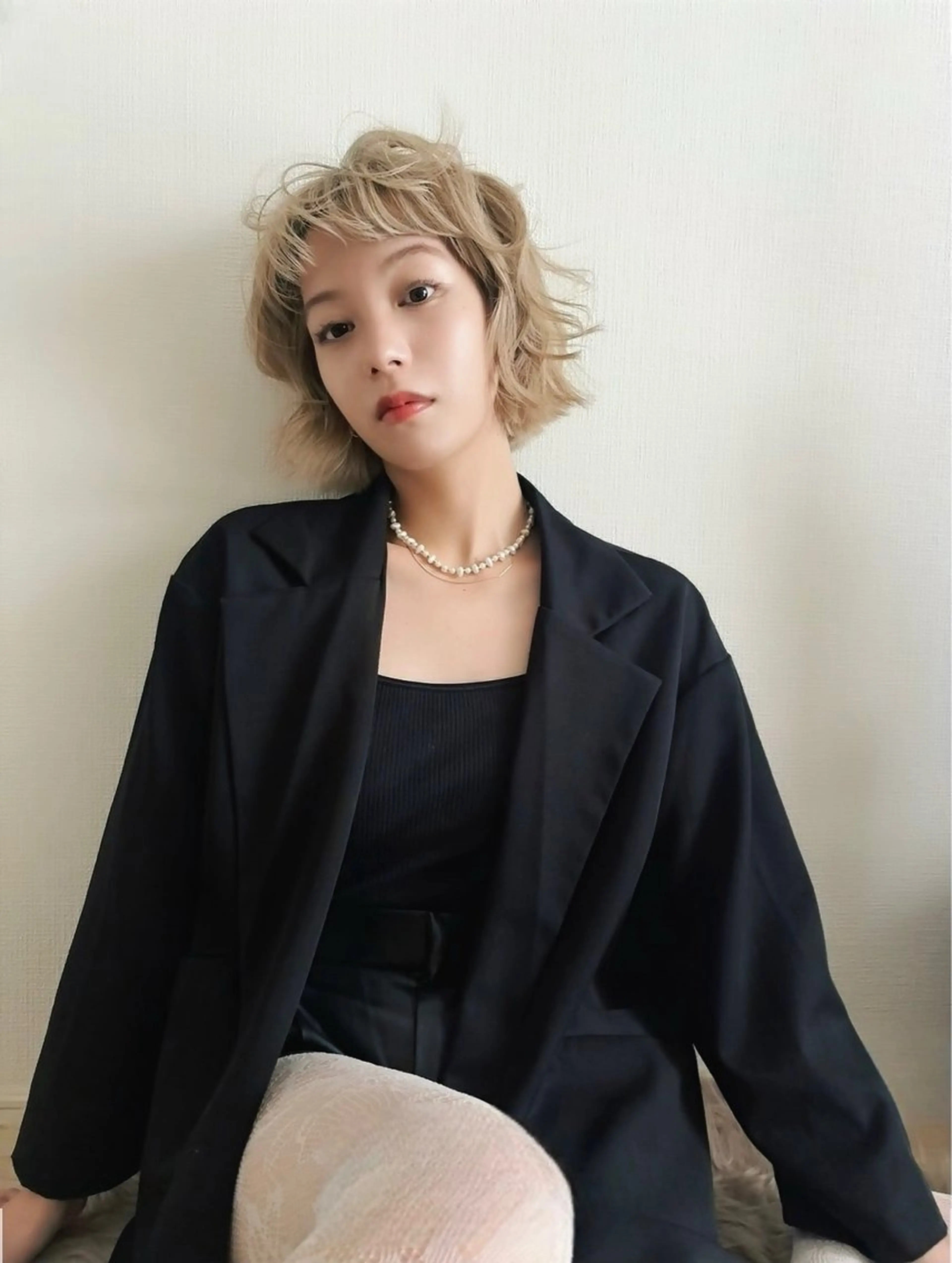 ショート カラー ベージュカラー 透明感カラー ハイトーンカラー ハイトーンベージュ ボブ カット ヘアカラー トリートメント tim.所属・🪐ナチュラルモード ヘア🪐honokaのヘアスタイル