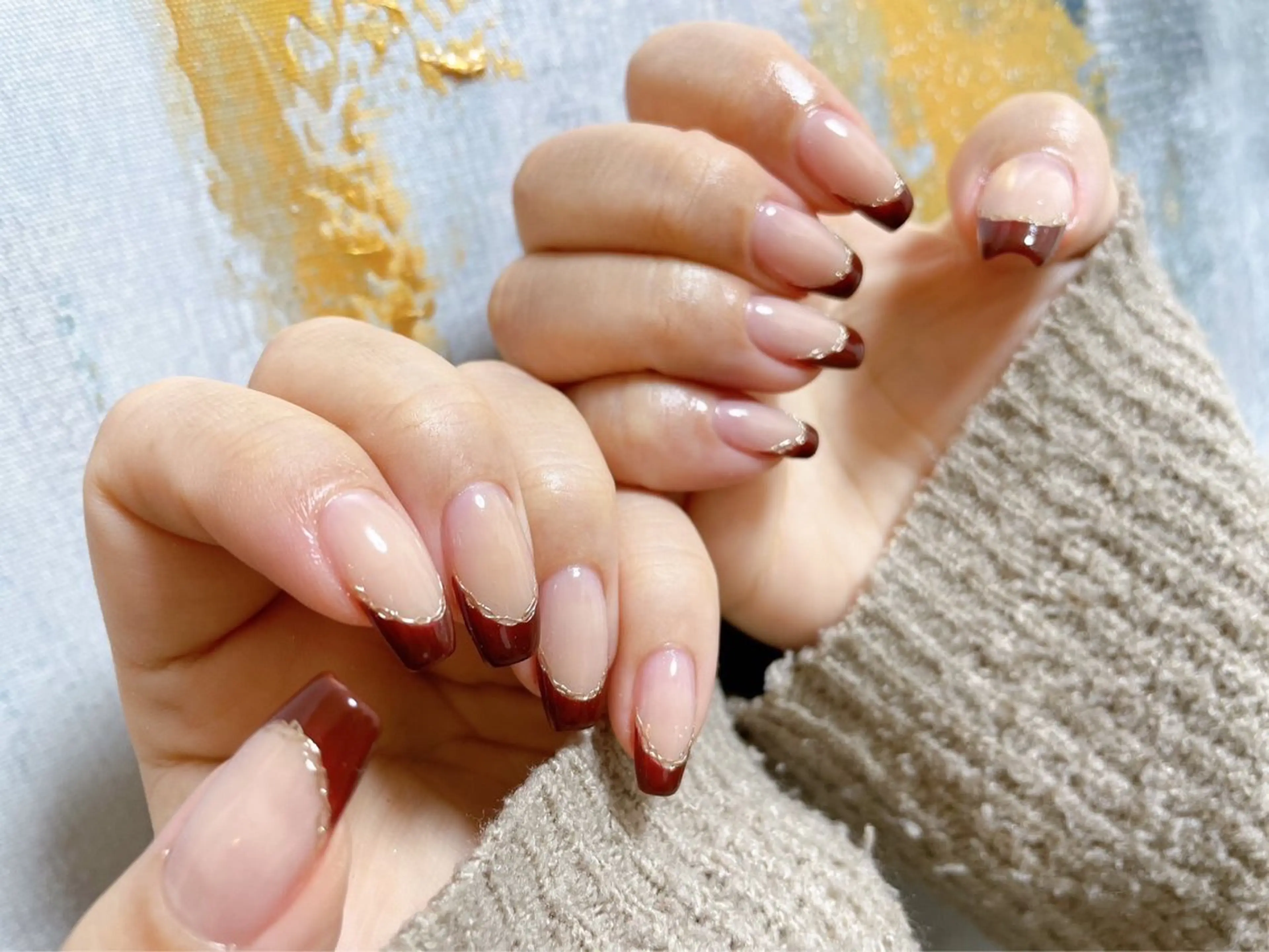 ネイル オーロラネイル フットネイル フレンチネイル ジェルネイル 韓国ネイル ハンドネイル kiki nail 二子玉川のネイルデザイン