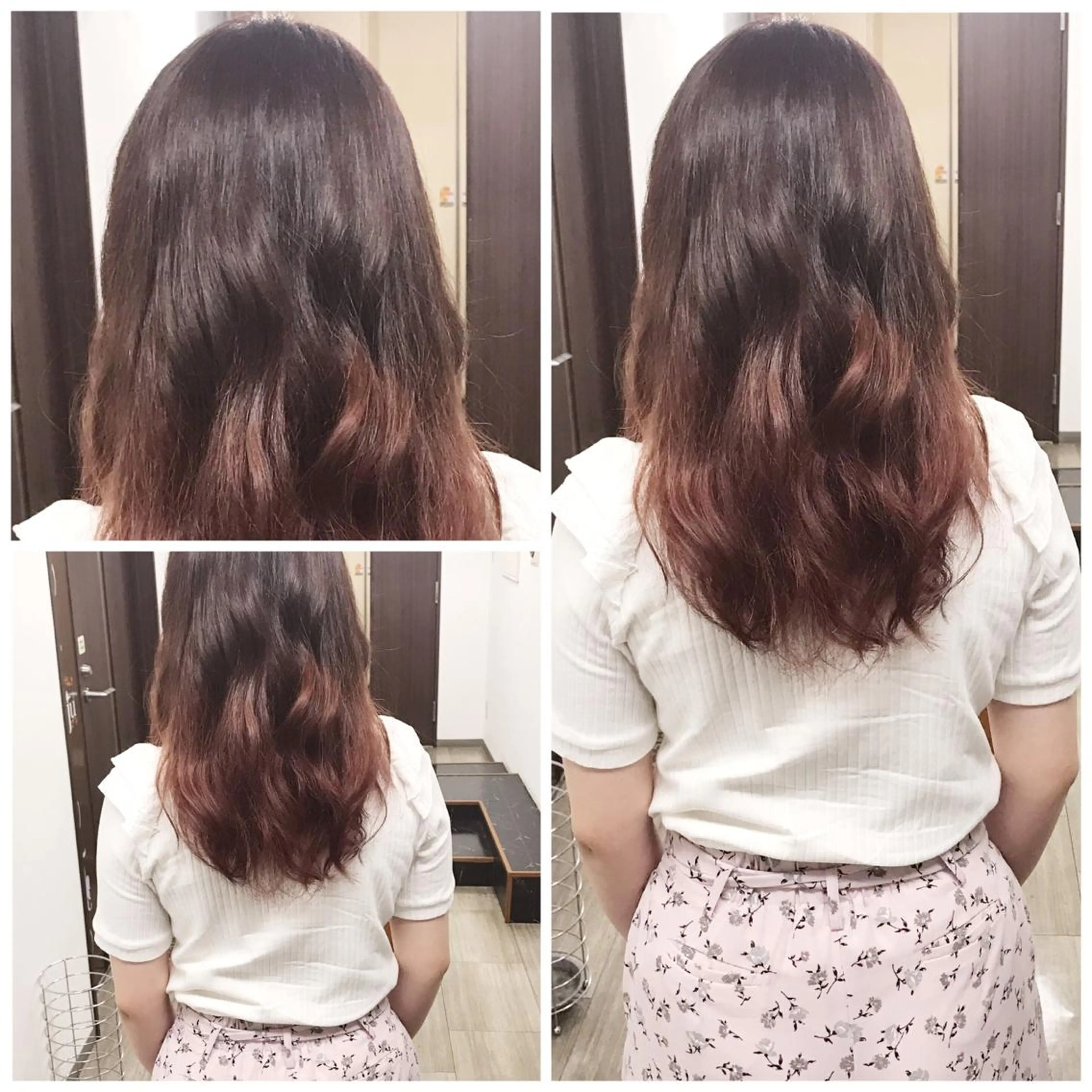 セミロング カラー グラデーションカラー レッドカラー バイオレットカラー ヤナ マネージャーのヘアスタイル