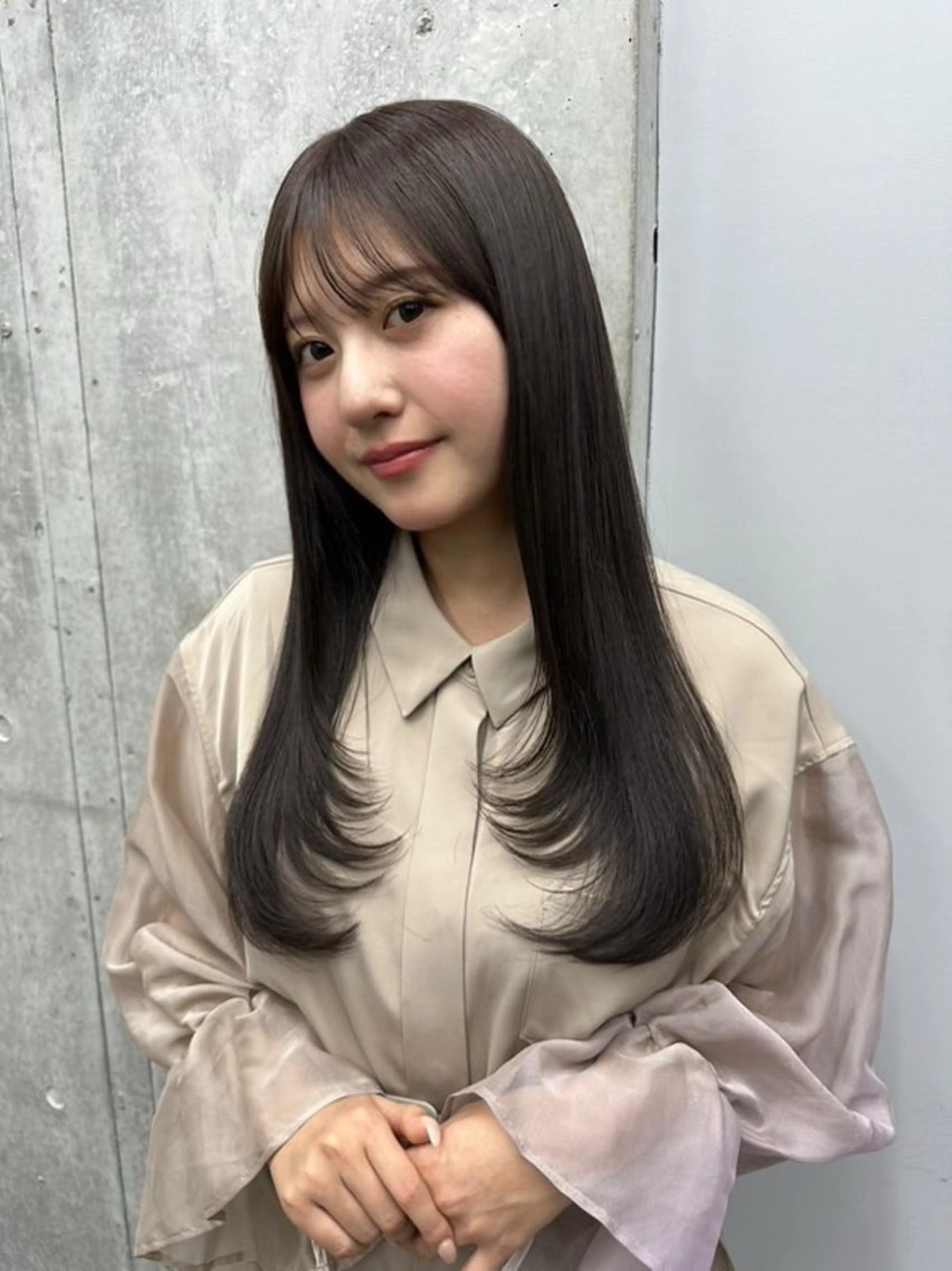 ロング カット ヘアカラー トリートメント 韓国風/ワンホンヘア 髪質改善/MaCoのヘアスタイル