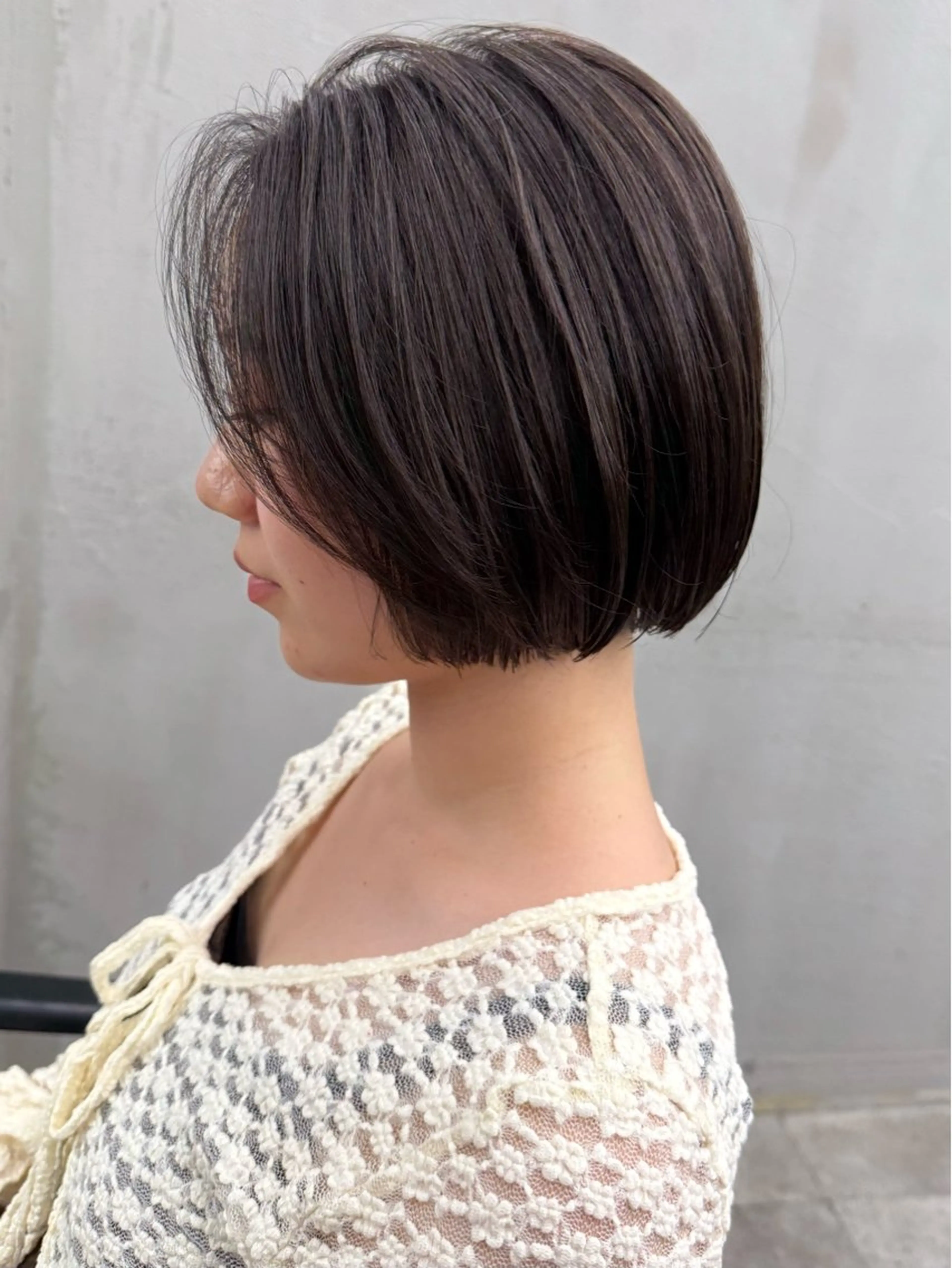 ショート カット ヘアカラー 切りっぱなしボブ/ 小顔ボブNANAのヘアスタイル
