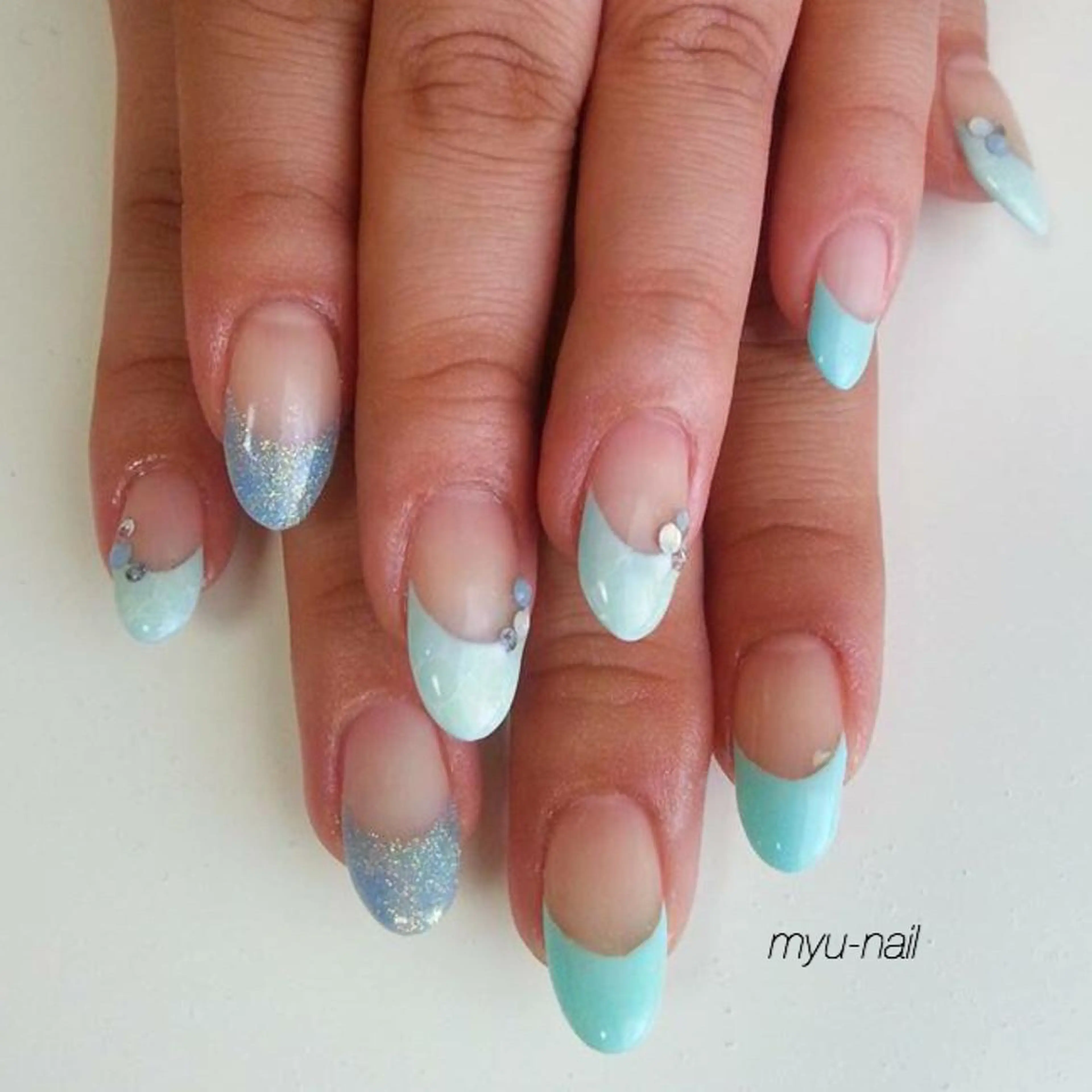 ネイル アートネイル フレンチネイル ラメ(グリッター) ホームサロン myu-nailのネイルデザイン