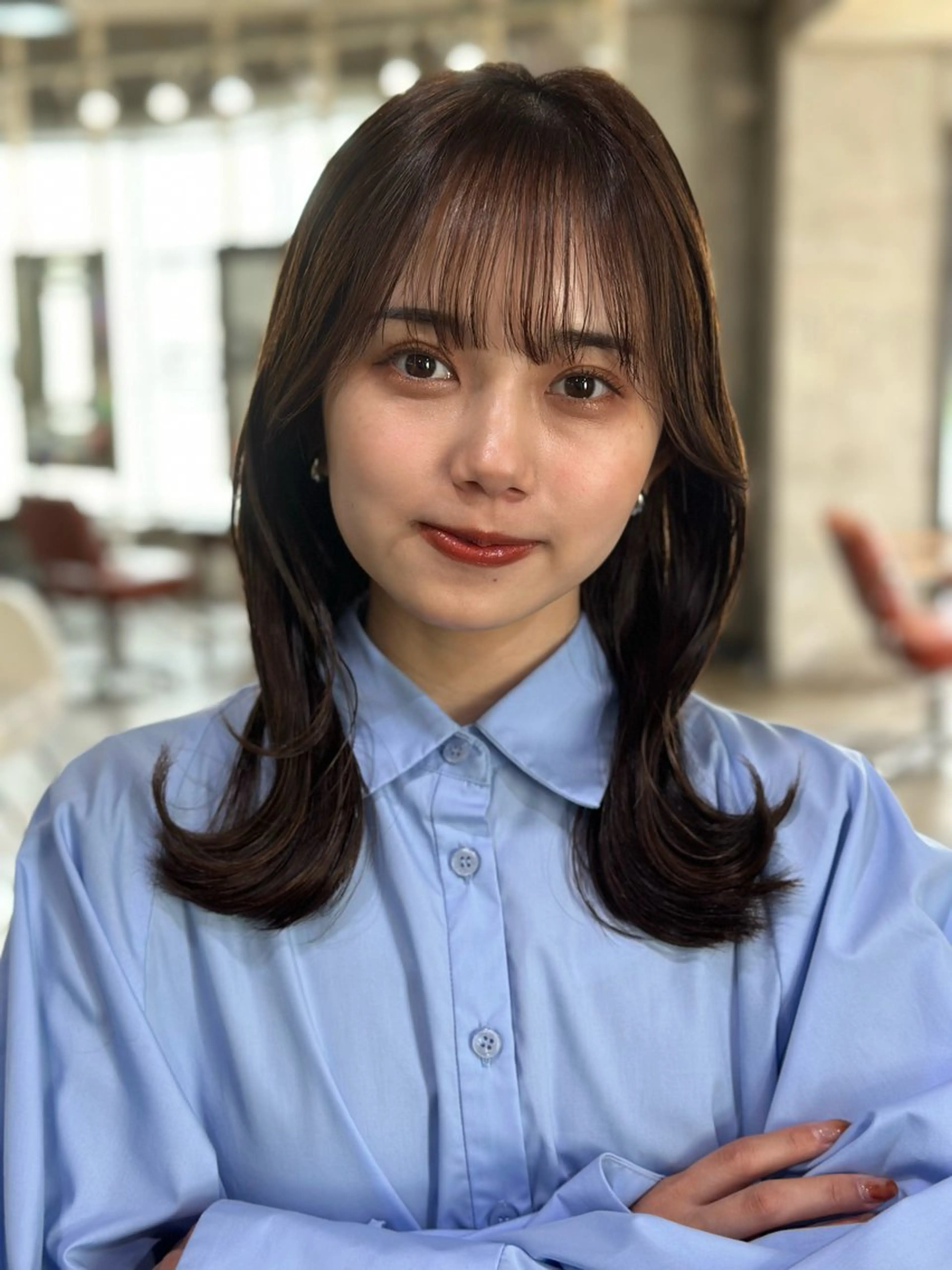 ミディアム カット ヘアカラー トリートメント yelm所属・🫒オリーブカラー ミディアムレイヤー✨のヘアスタイル