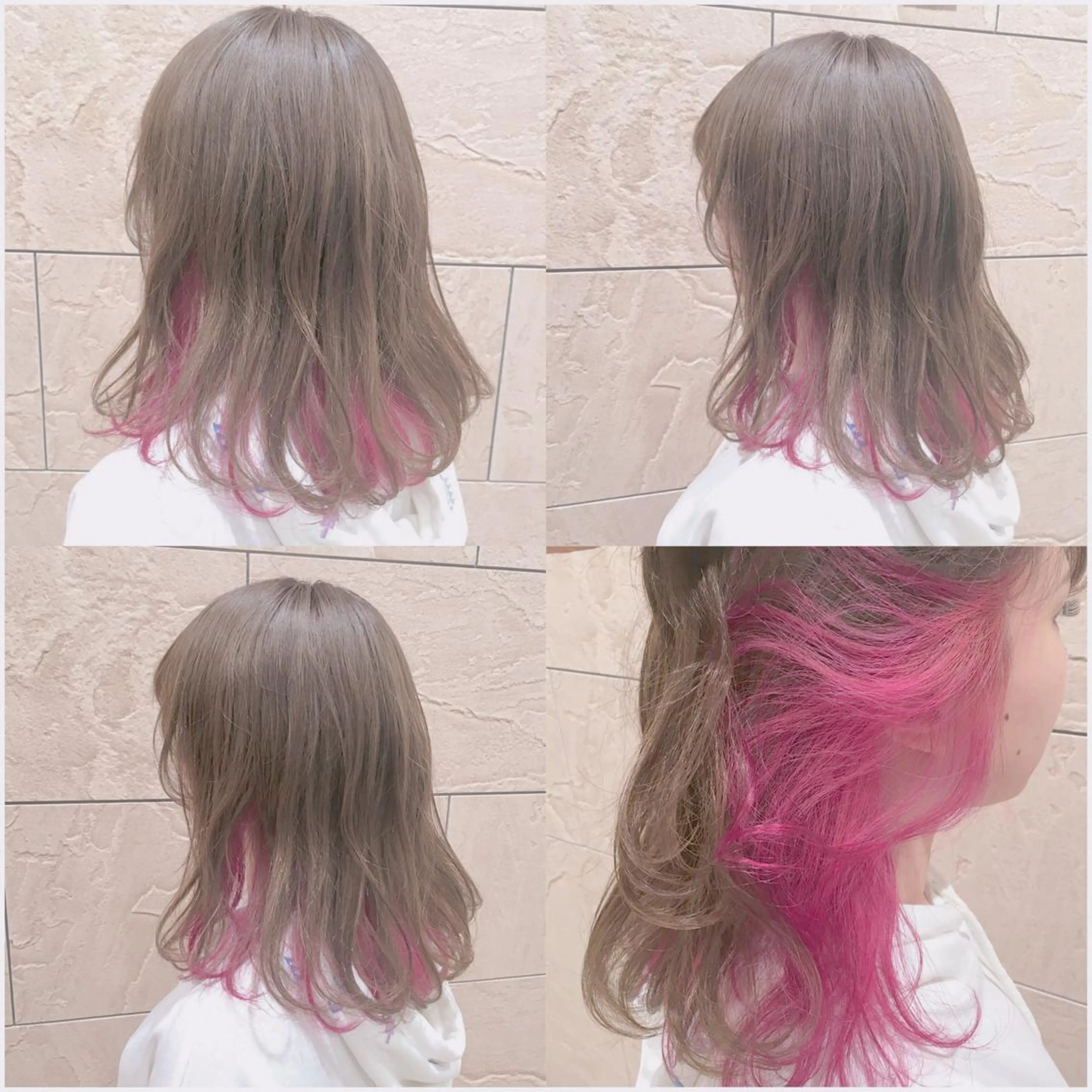 ミディアム カラー パーマ ヘアアレンジ グレージュ インナーカラー ピンクカラー LUCK本厚木 浦住 貴大のヘアスタイル