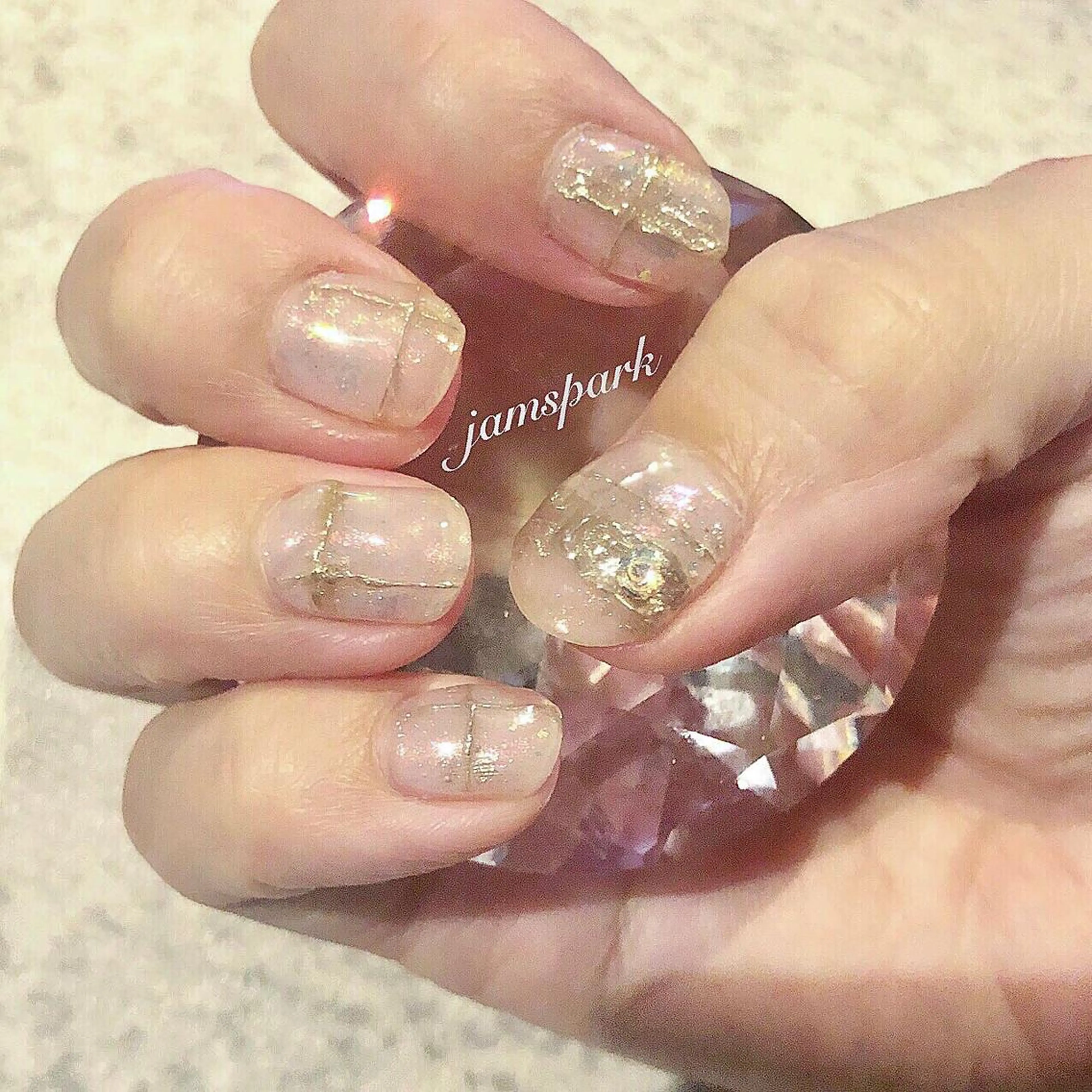 ネイル オーロラネイル クリアネイル 成人式 ジェルネイル ニュアンスネイル ハンドネイル jamspark ✨のネイルデザイン