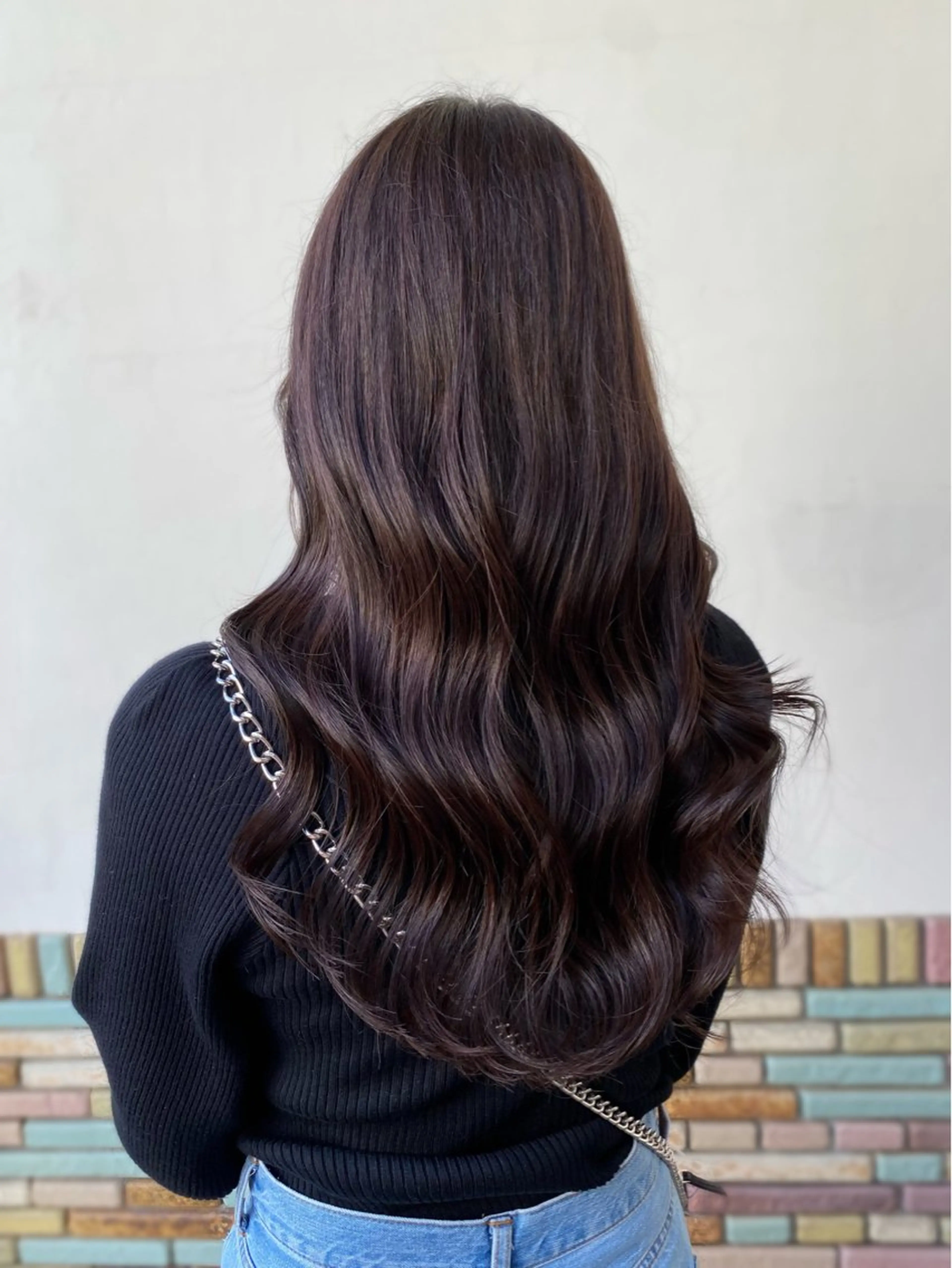 ロング チョコレートブラウン 【艶ヘア】 どうまえのヘアスタイル