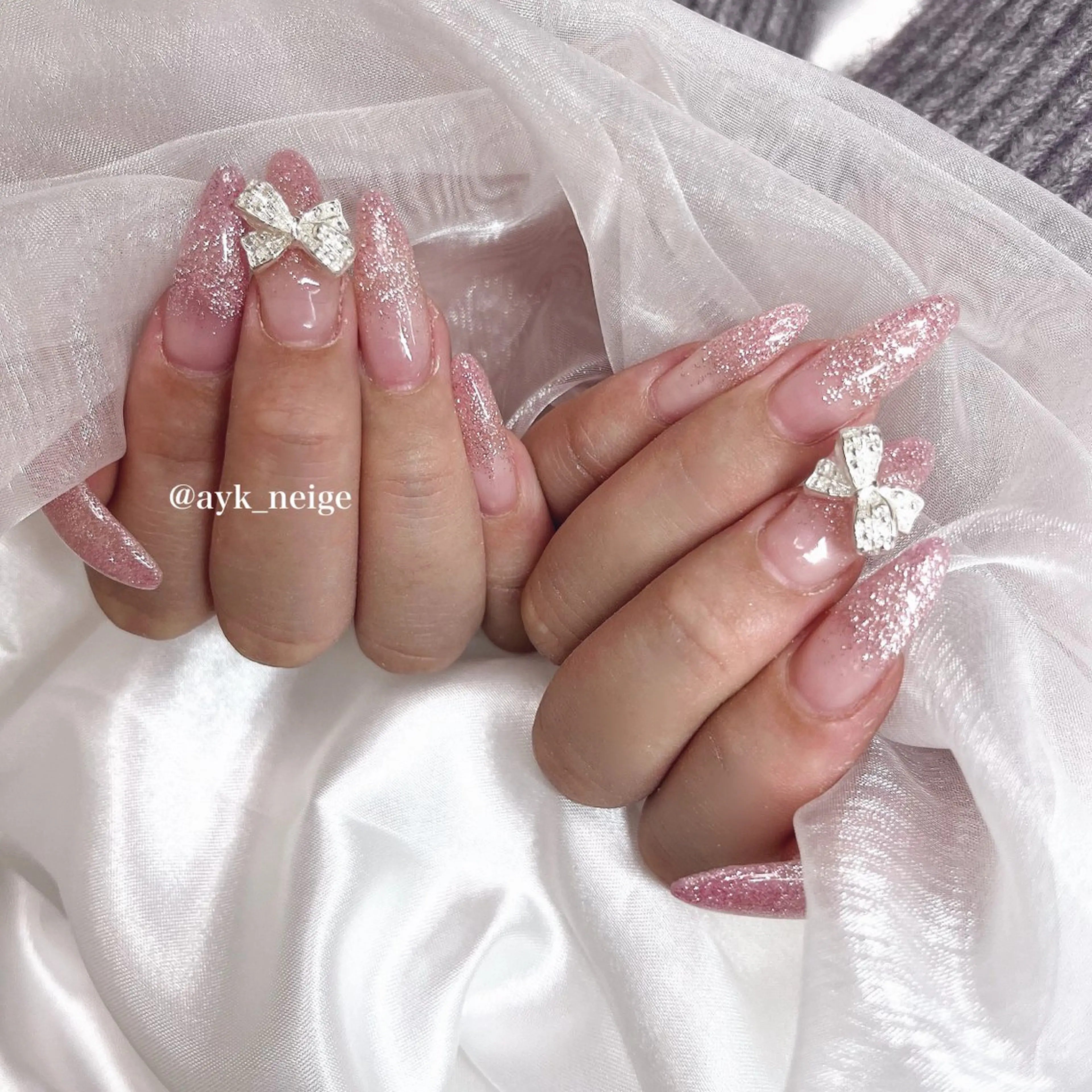 ネイル フットネイル フレンチネイル キラキラネイル 韓国ネイル マグネットネイル n'eige nail所属・大谷 綾香のネイルデザイン