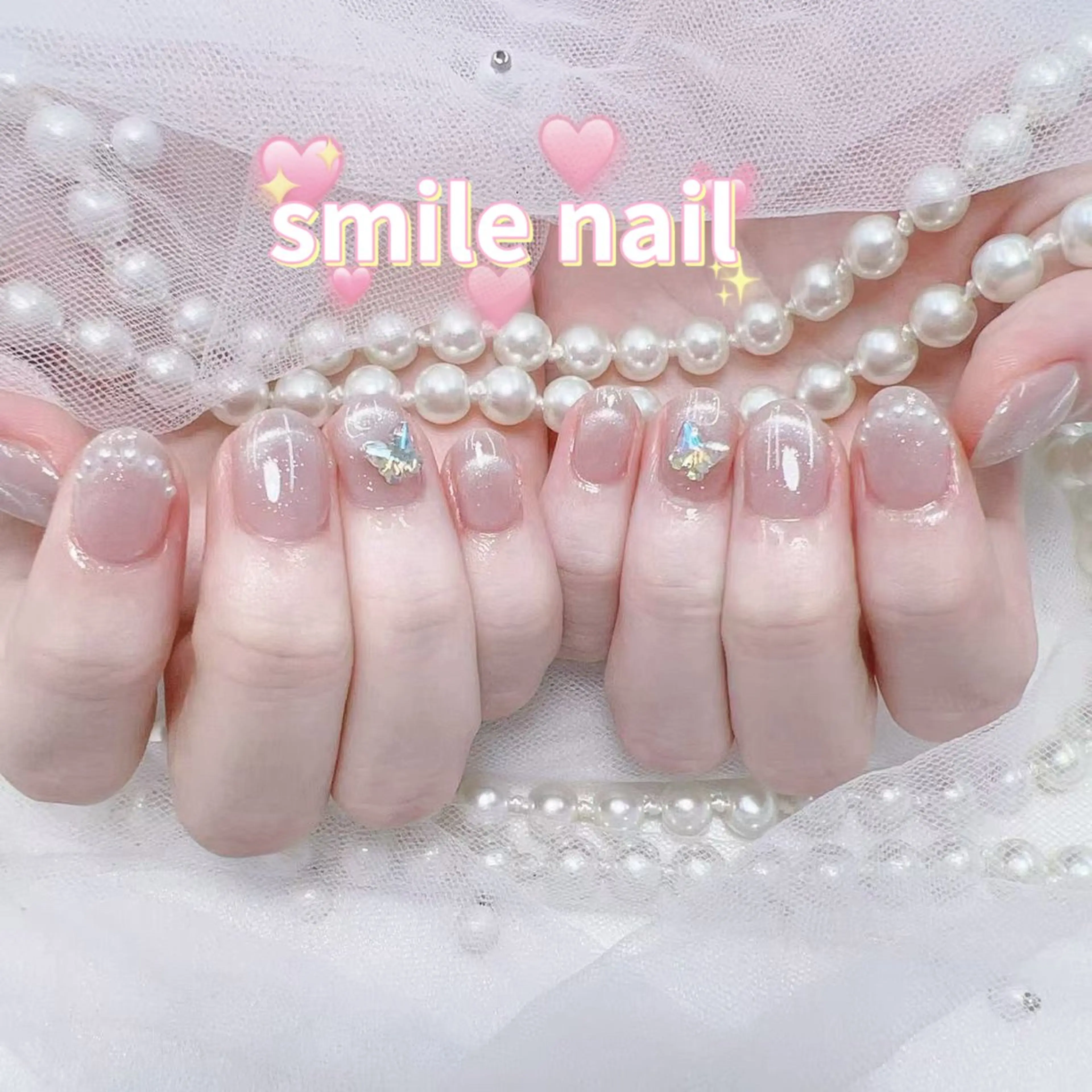 ハンドネイル★最旬トレンドネイル★リボン、蝶々、ハート 4本まで6980円の写真
