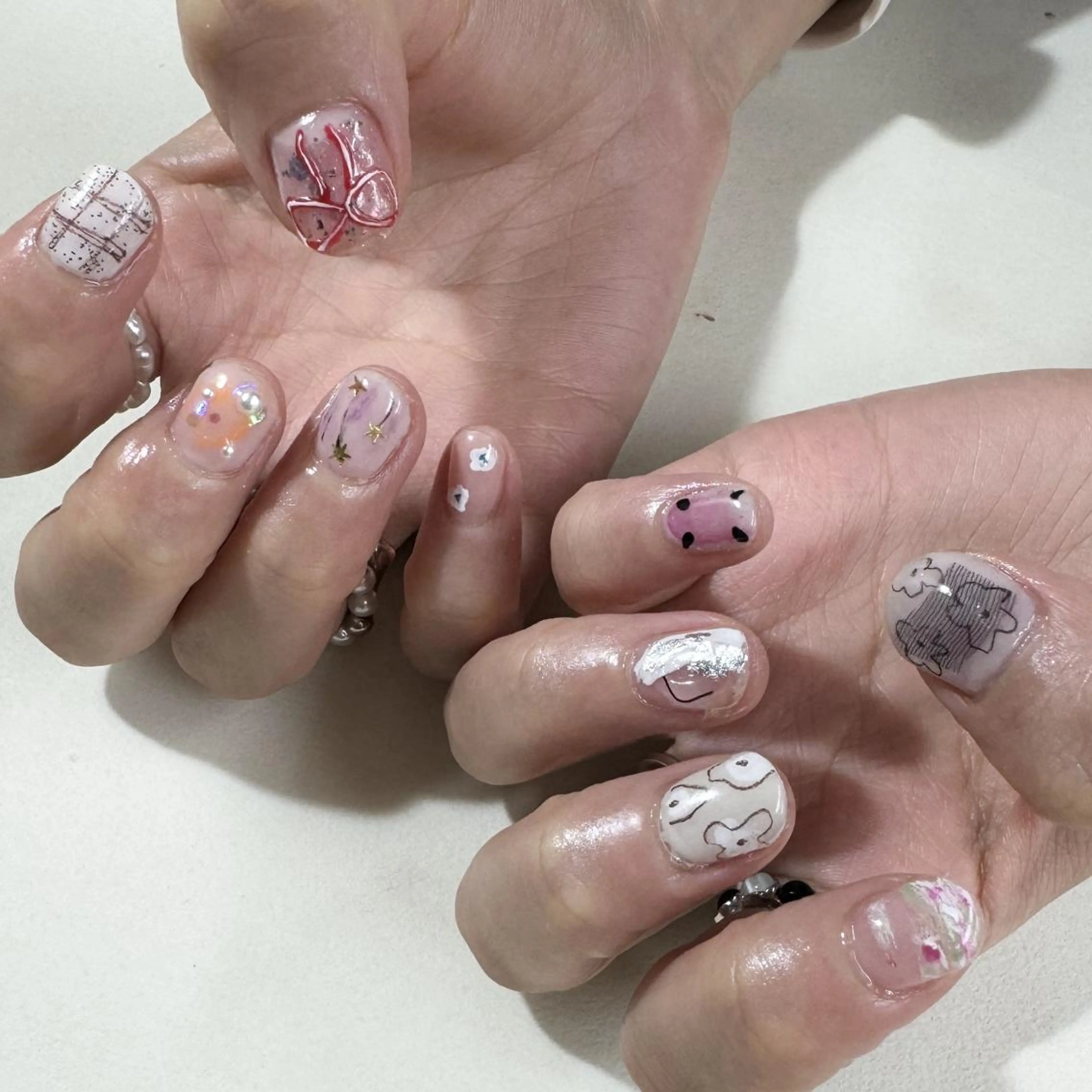 ネイル ジェルネイル 韓国ネイル ニュアンスネイル ワンホンネイル nailstudio eviz新宿店のネイルデザイン