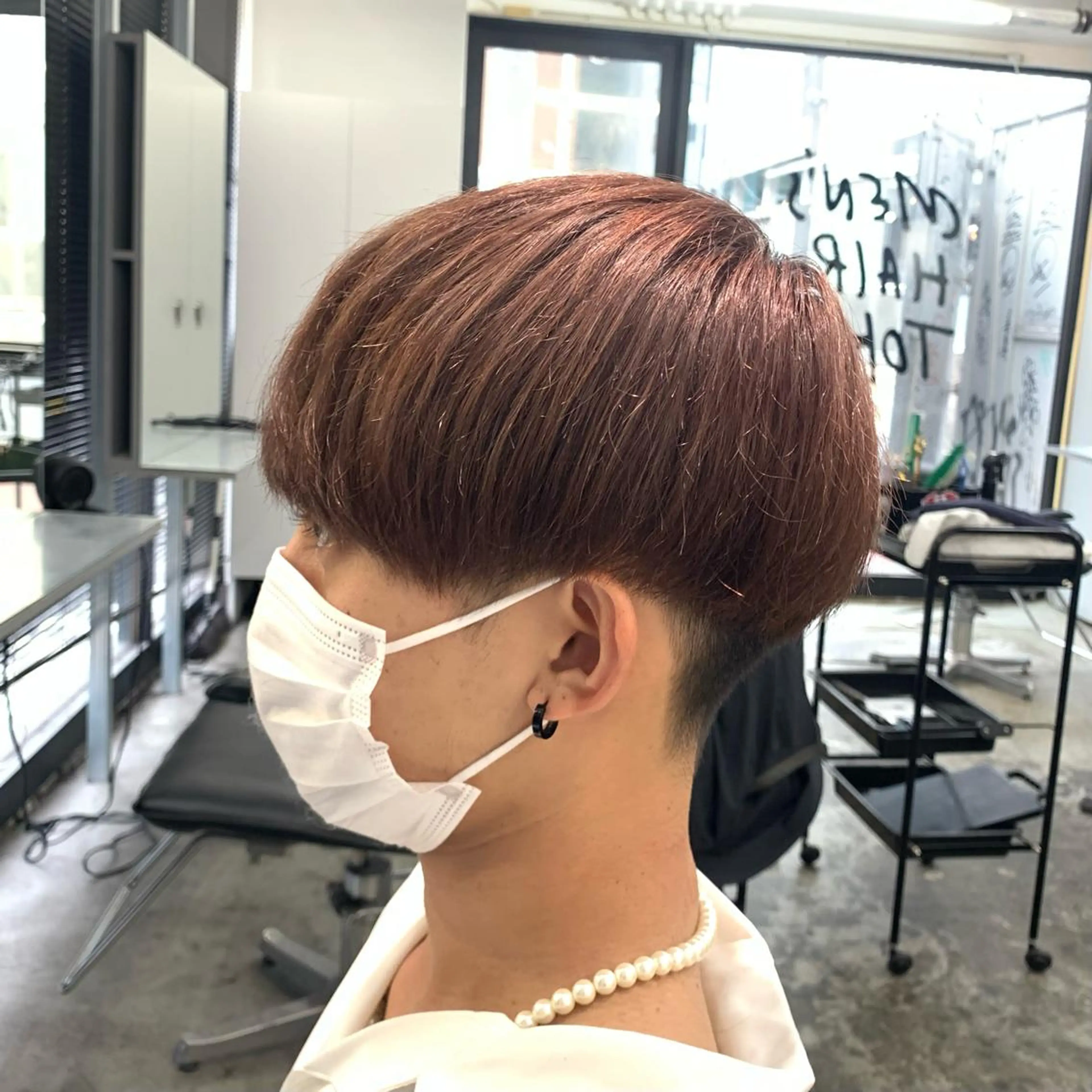 ショート カラー メンズ マッシュ ベージュカラー ピンクカラー ピンクベージュ メンズ特化美容師/ 藤戸 椋のヘアスタイル