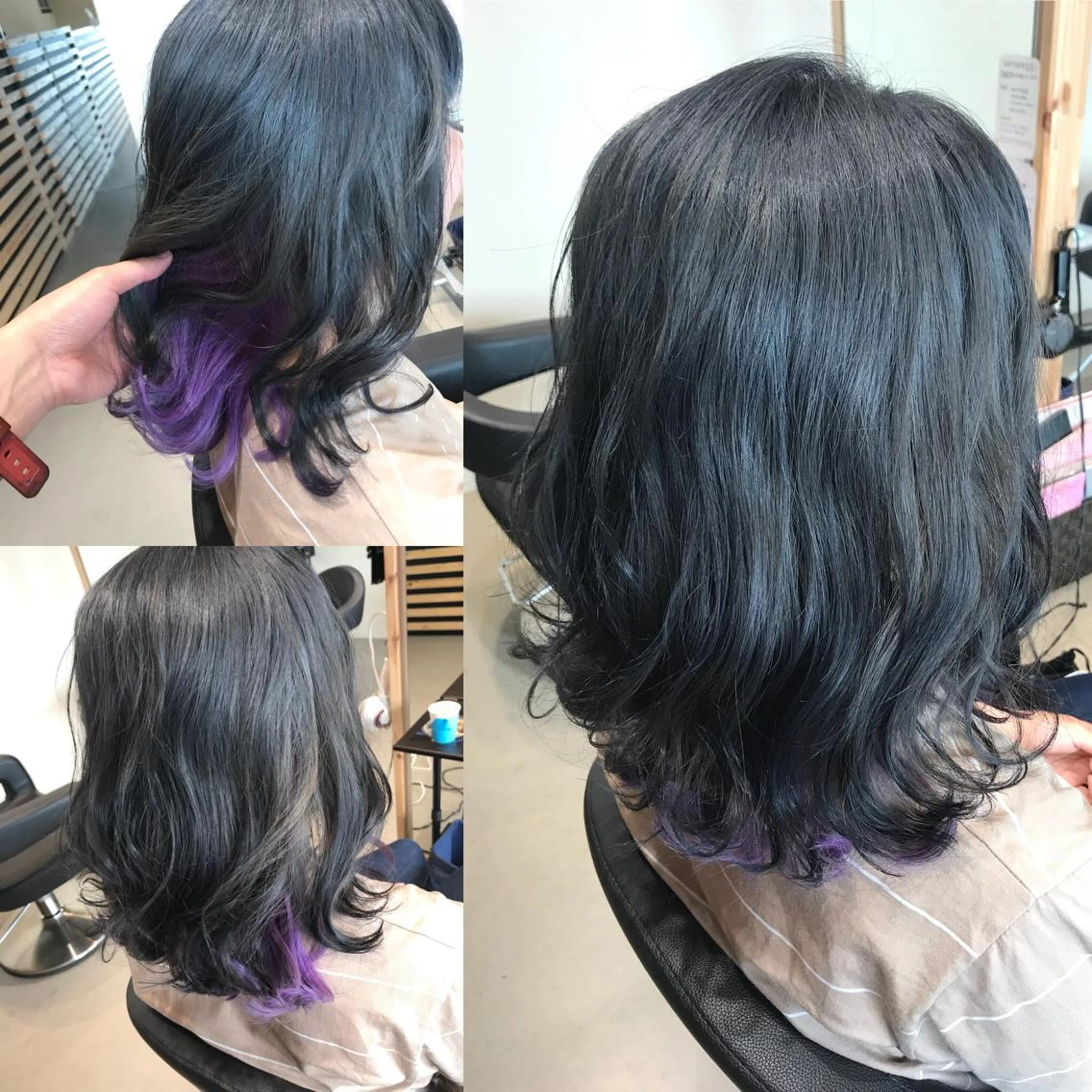 ミディアム カラー ブリーチ ブルーカラー ブルーグレー グレージュ インナーカラー ヘアカラー 大久保 隆蔵のヘアスタイル