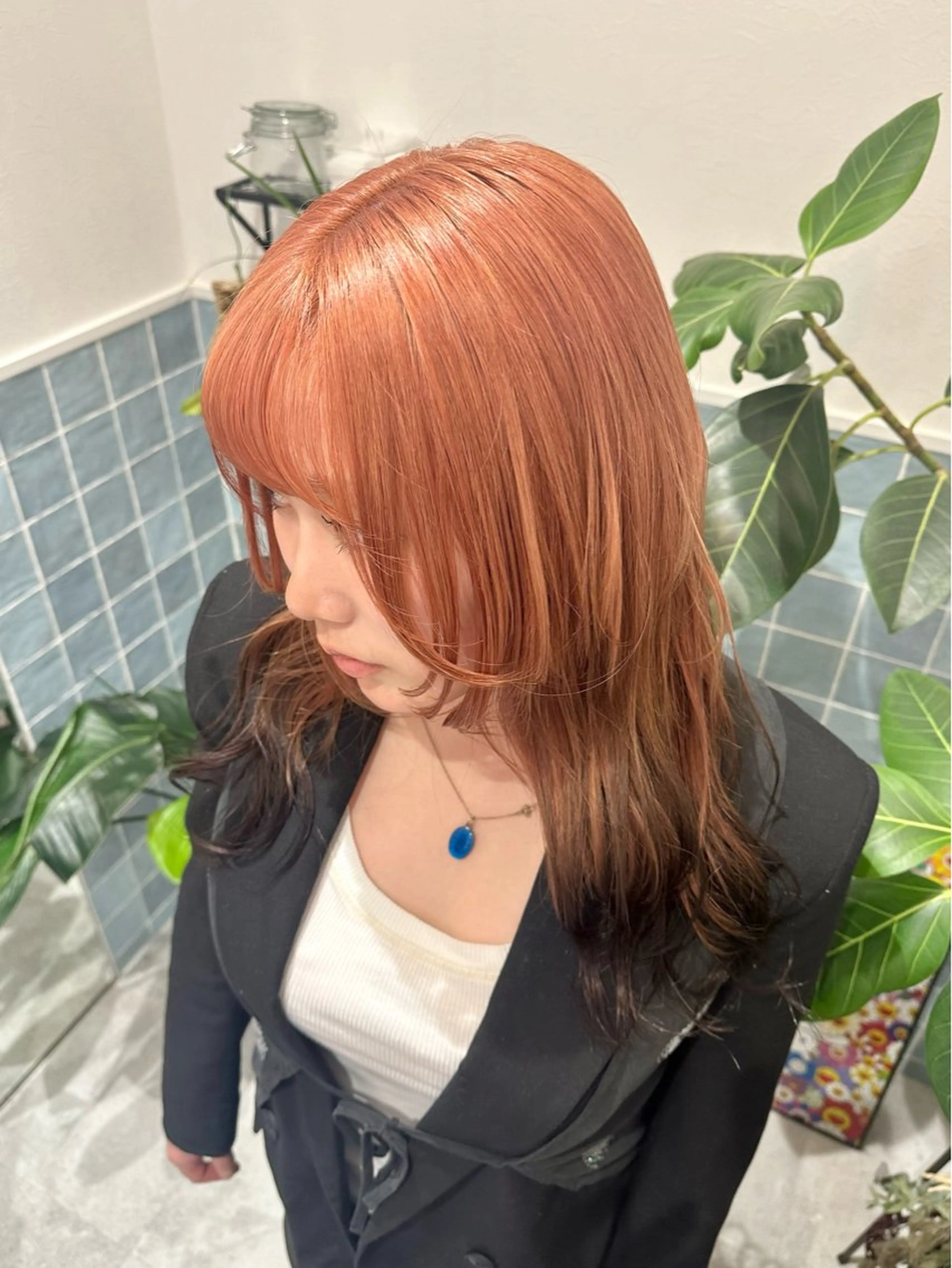 ミディアム カラー 🍑ブリーチなし ダブルカラーuRiのヘアスタイル