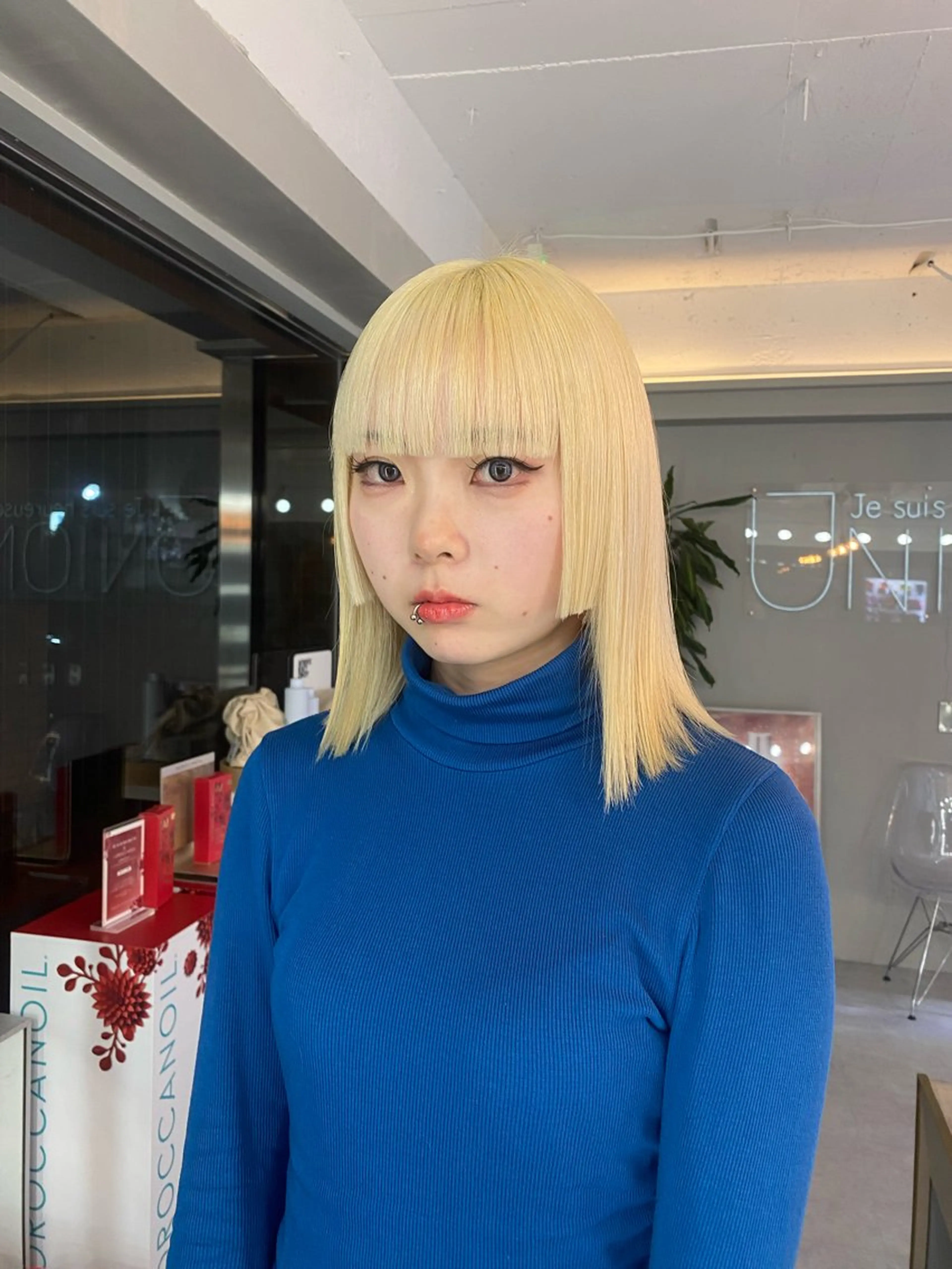 ミディアム カラー 🌼金髪ボブ/ハイト ーン特化 もえぴ🌼のヘアスタイル