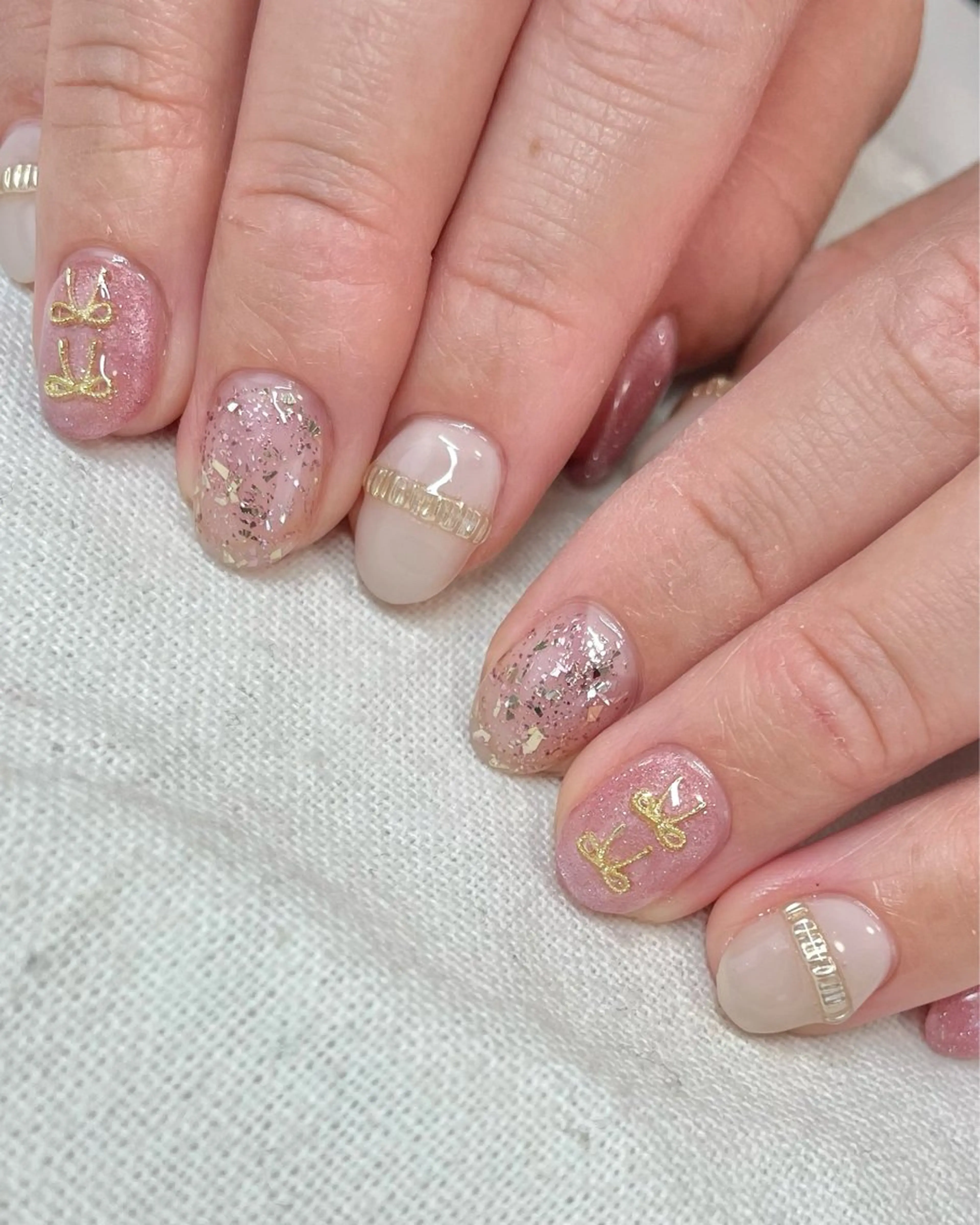 ネイル リボン ハンドネイル nail salon Cottonのネイルデザイン