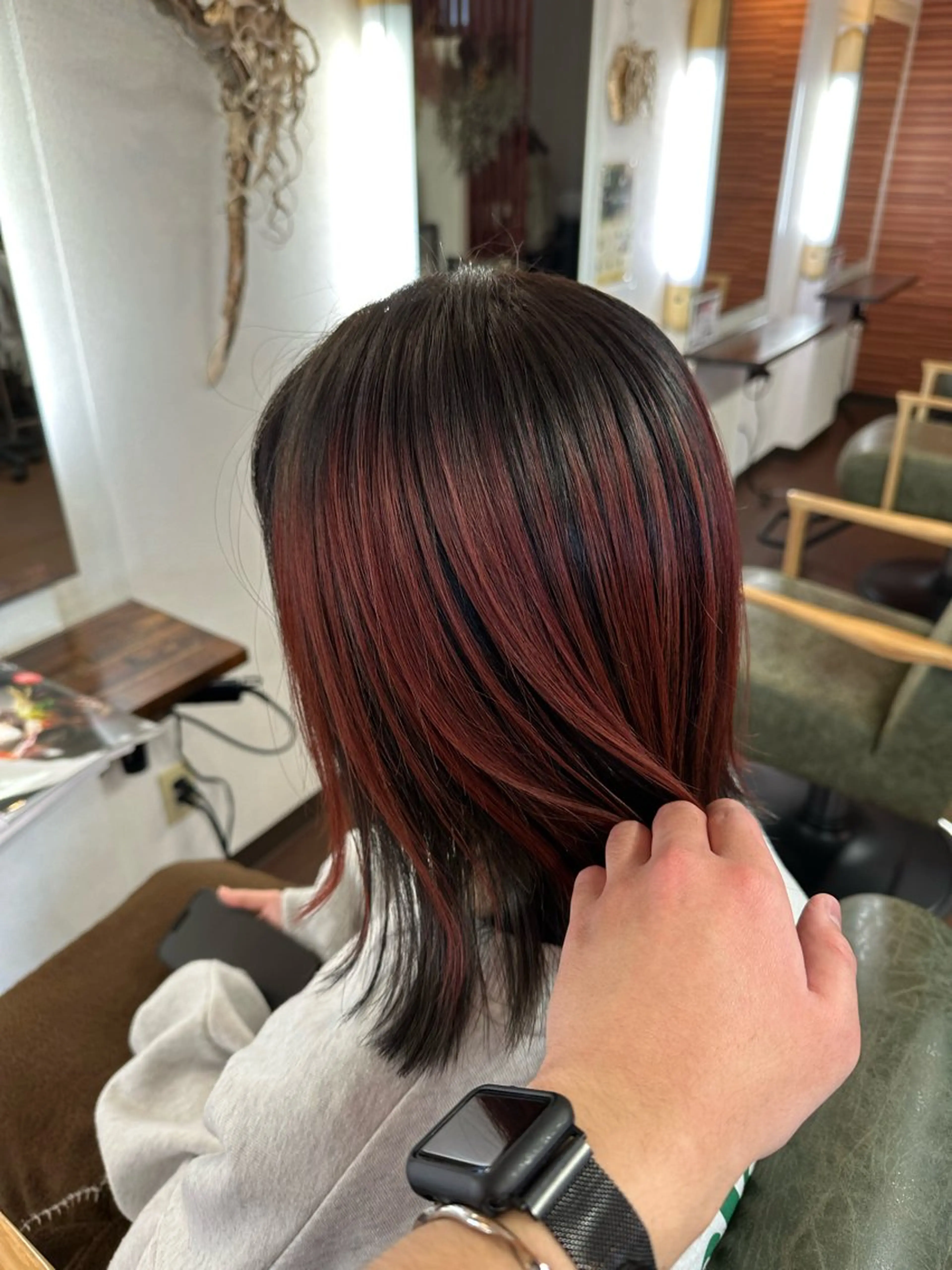 ミディアム カラー ブリーチ ハイライトカラー ハイライト ヘアカラー Glanzhair 🫧‪菊池柊真🫧のヘアスタイル