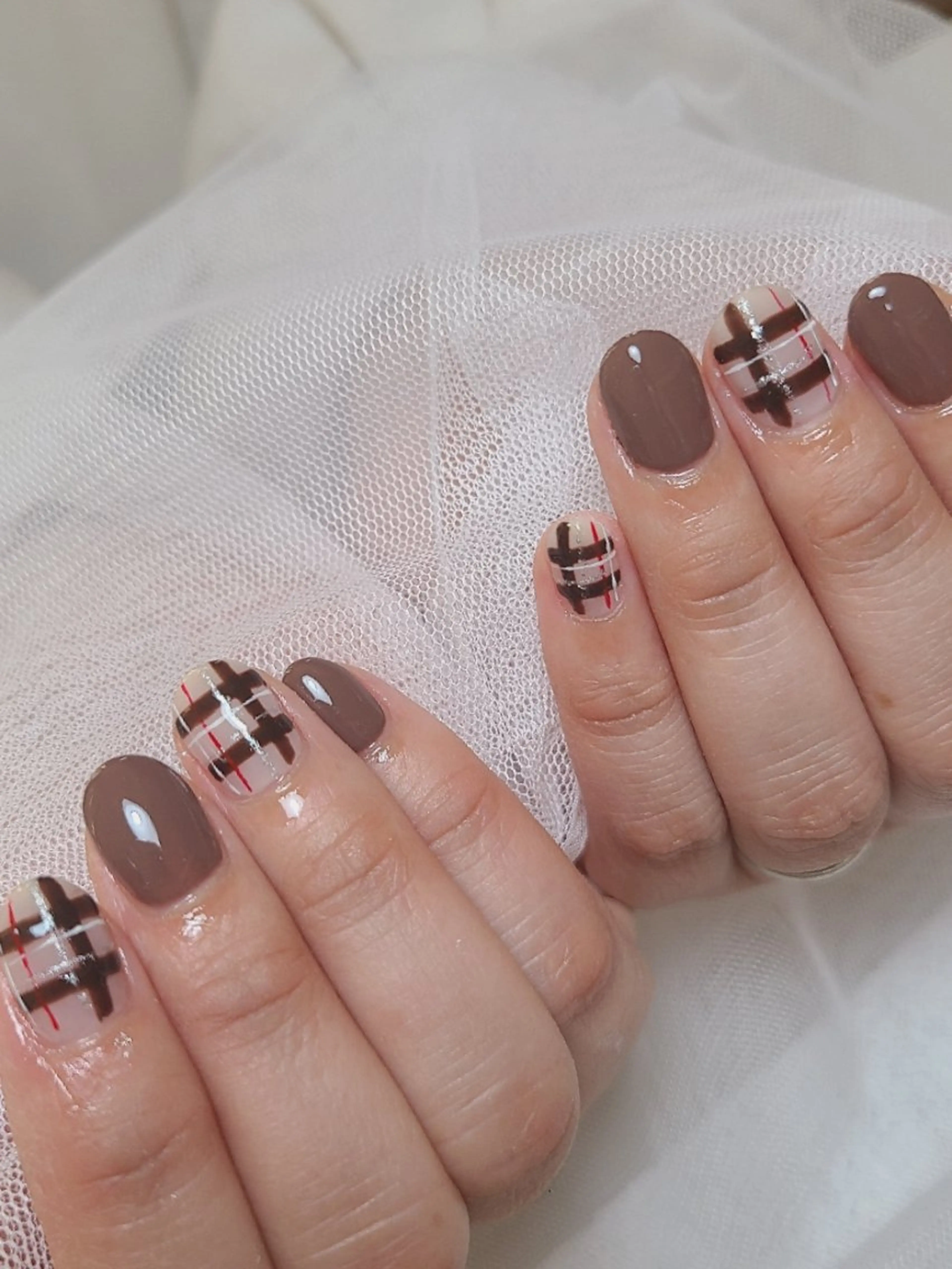 ネイル ブラウン ガーリー ショートネイル 冬ネイル Nailroom3  古屋明美のネイルデザイン