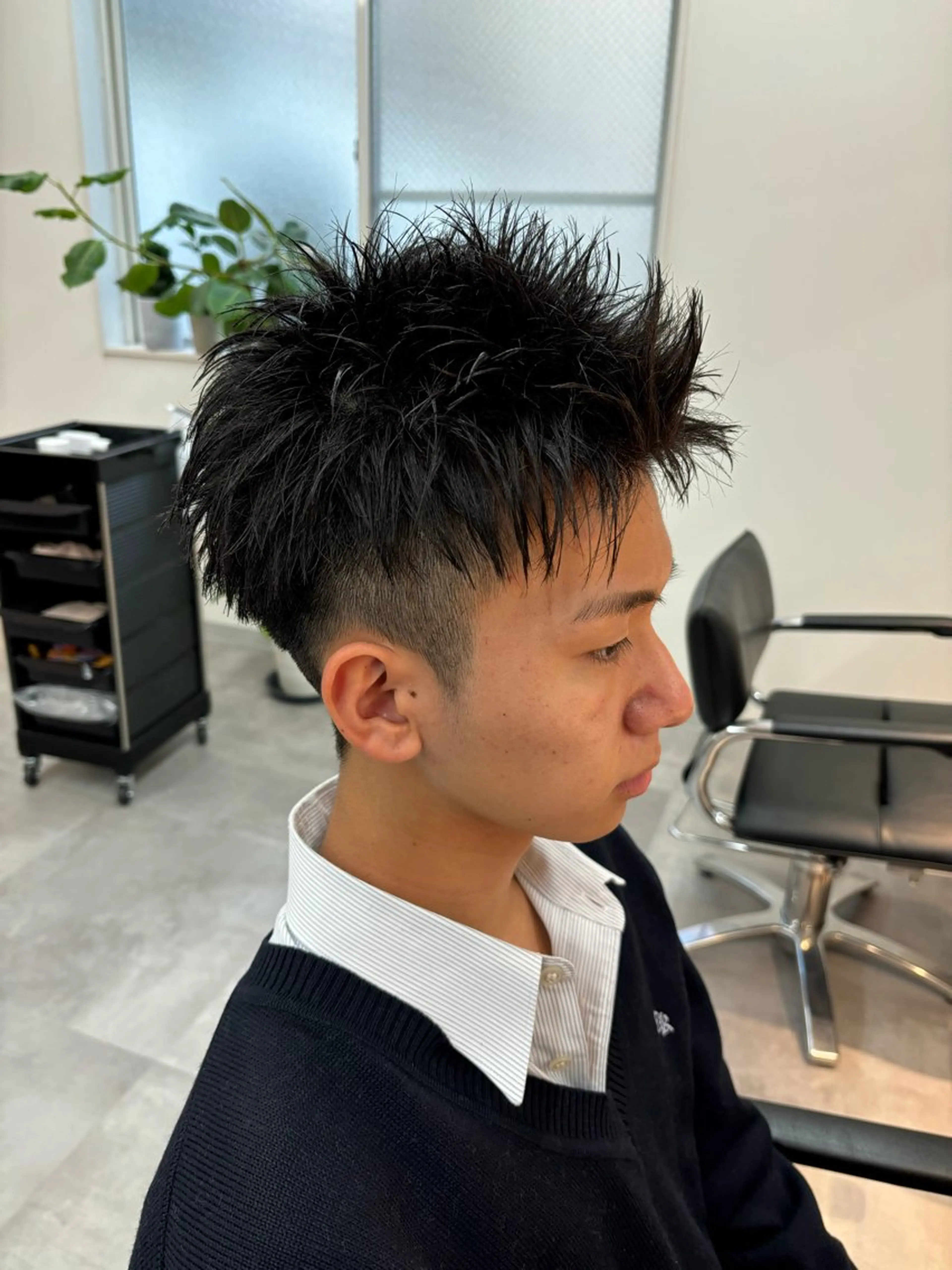 メンズ アップバング メンズショート カット 保立/メンズカット 千葉駅フェザーパーマのヘアスタイル