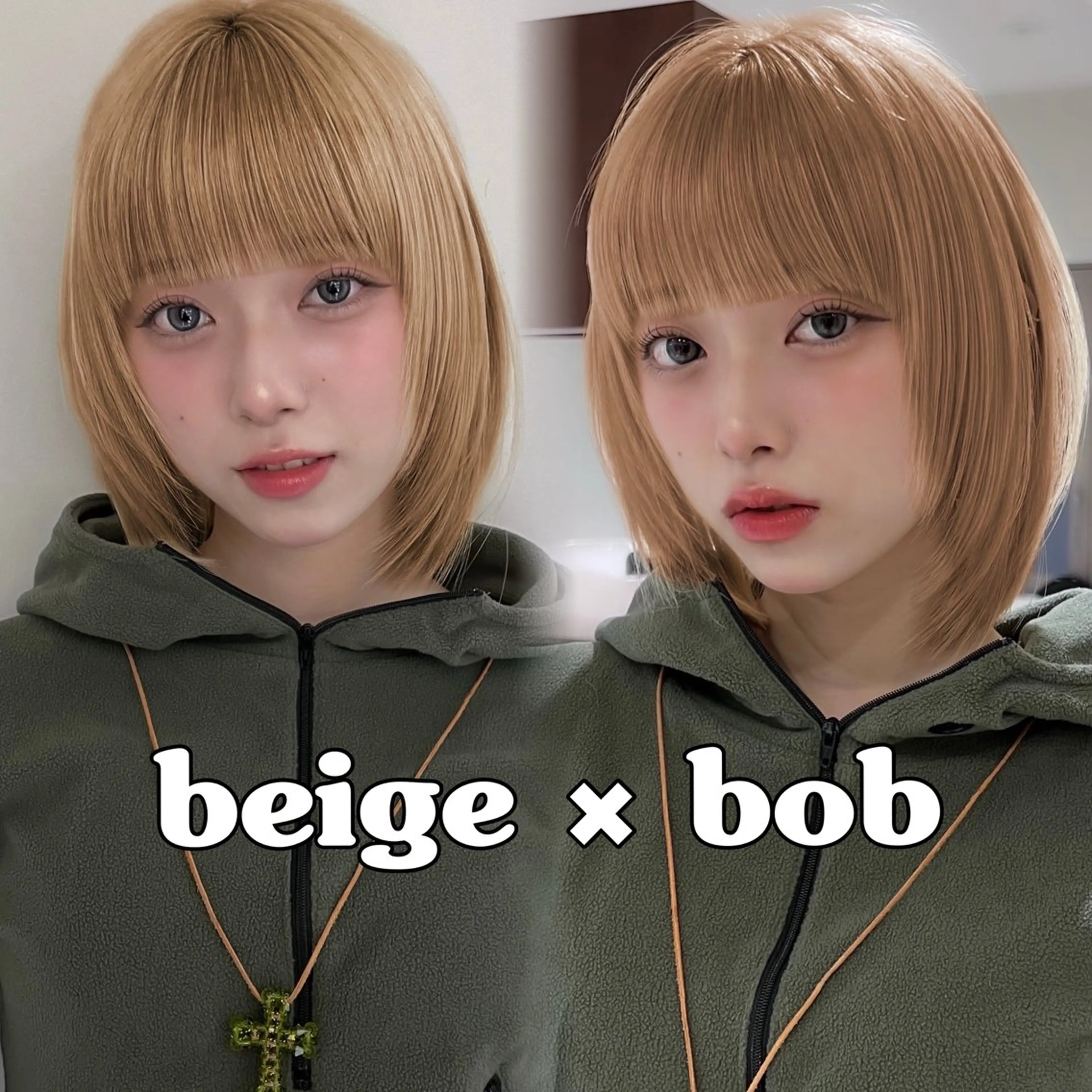 ショート カラー ベージュカラー ブリーチ 透明感カラー ブリーチなしカラー ボブ ボブ/レイヤーカット /表参道 yunaのヘアスタイル