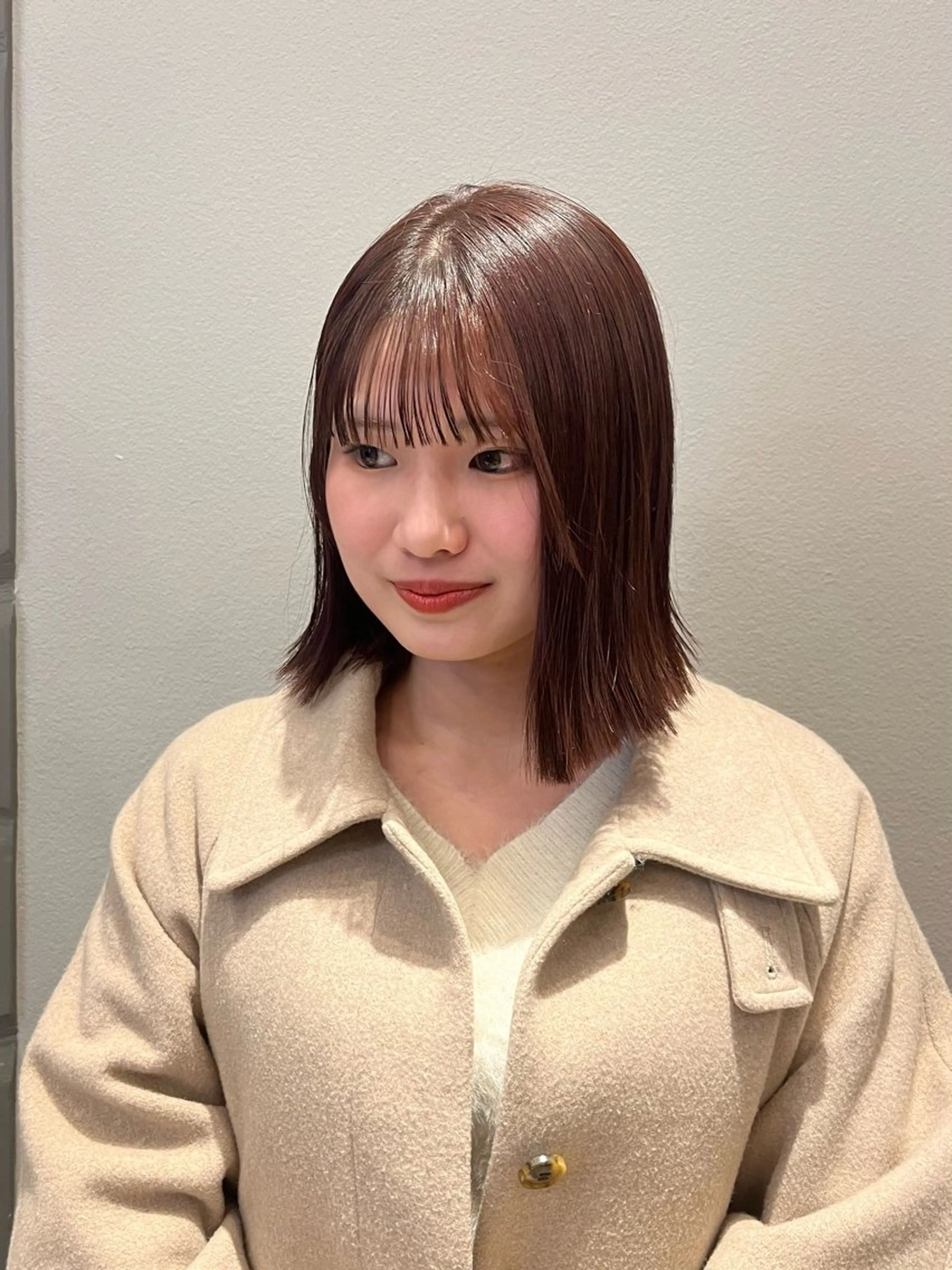 ミディアム カラー カット ヘアカラー ヘアメ/アレンジ/暖 色/顔周り/あつはのヘアスタイル