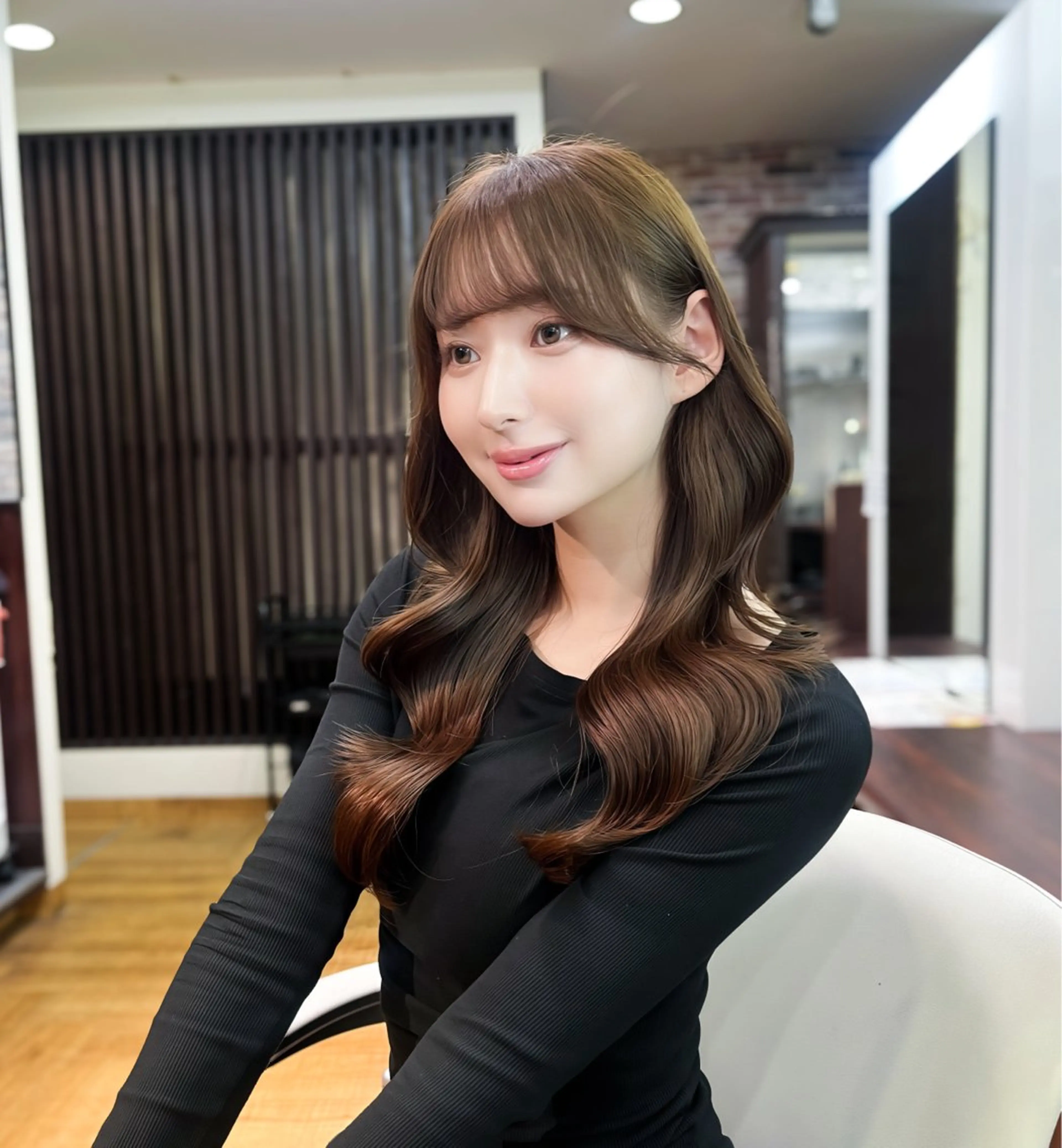 ロング レイヤーカット カット ヘアカラー stud.所属・髪質改善/韓国ヘア yunaのヘアスタイル