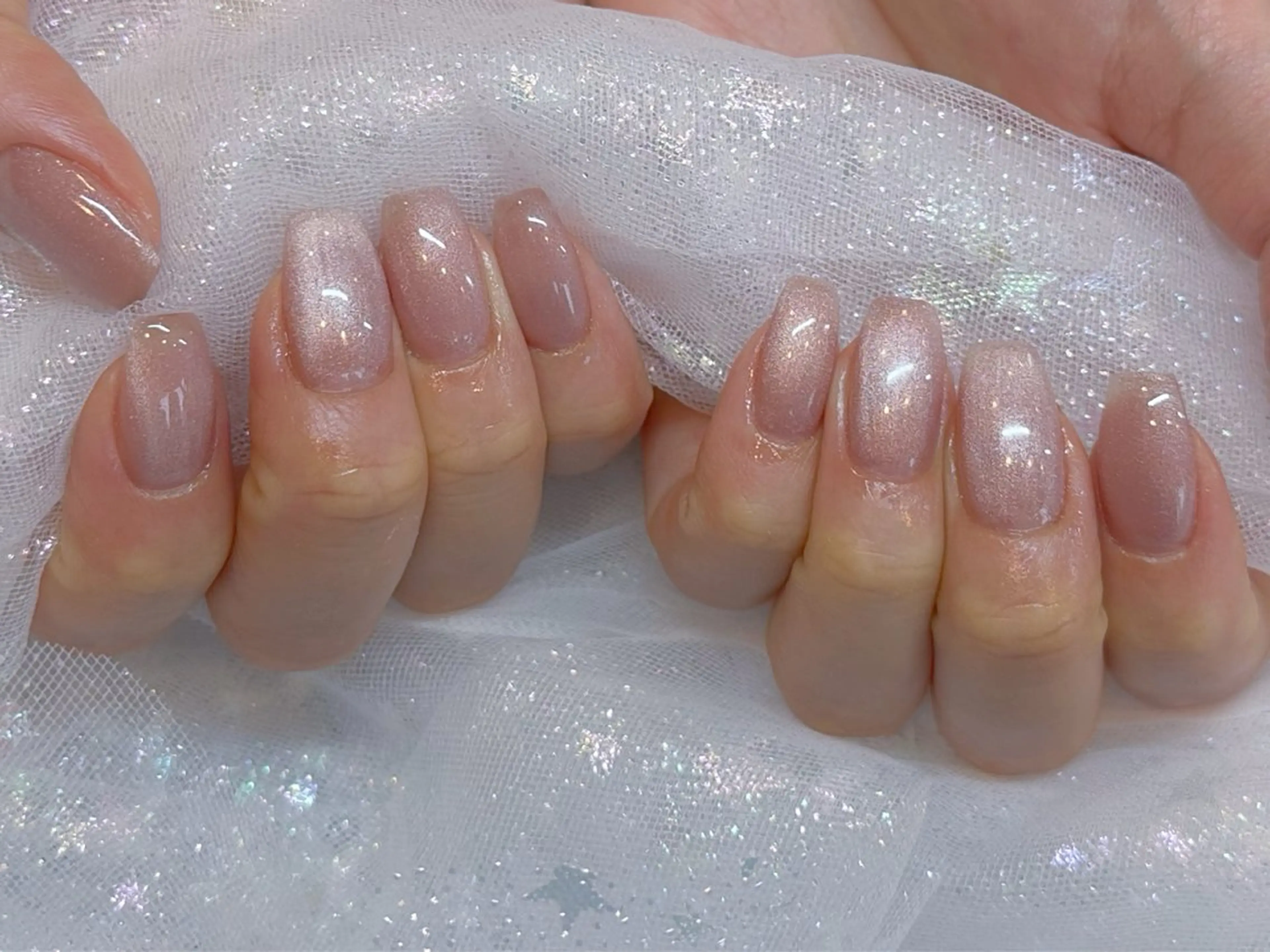 ネイル アートネイル 韓国ネイル 水色 ロングネイル マグネットネイル ハンドネイル ハンドケア NailDemure 【銀座店】のネイルデザイン