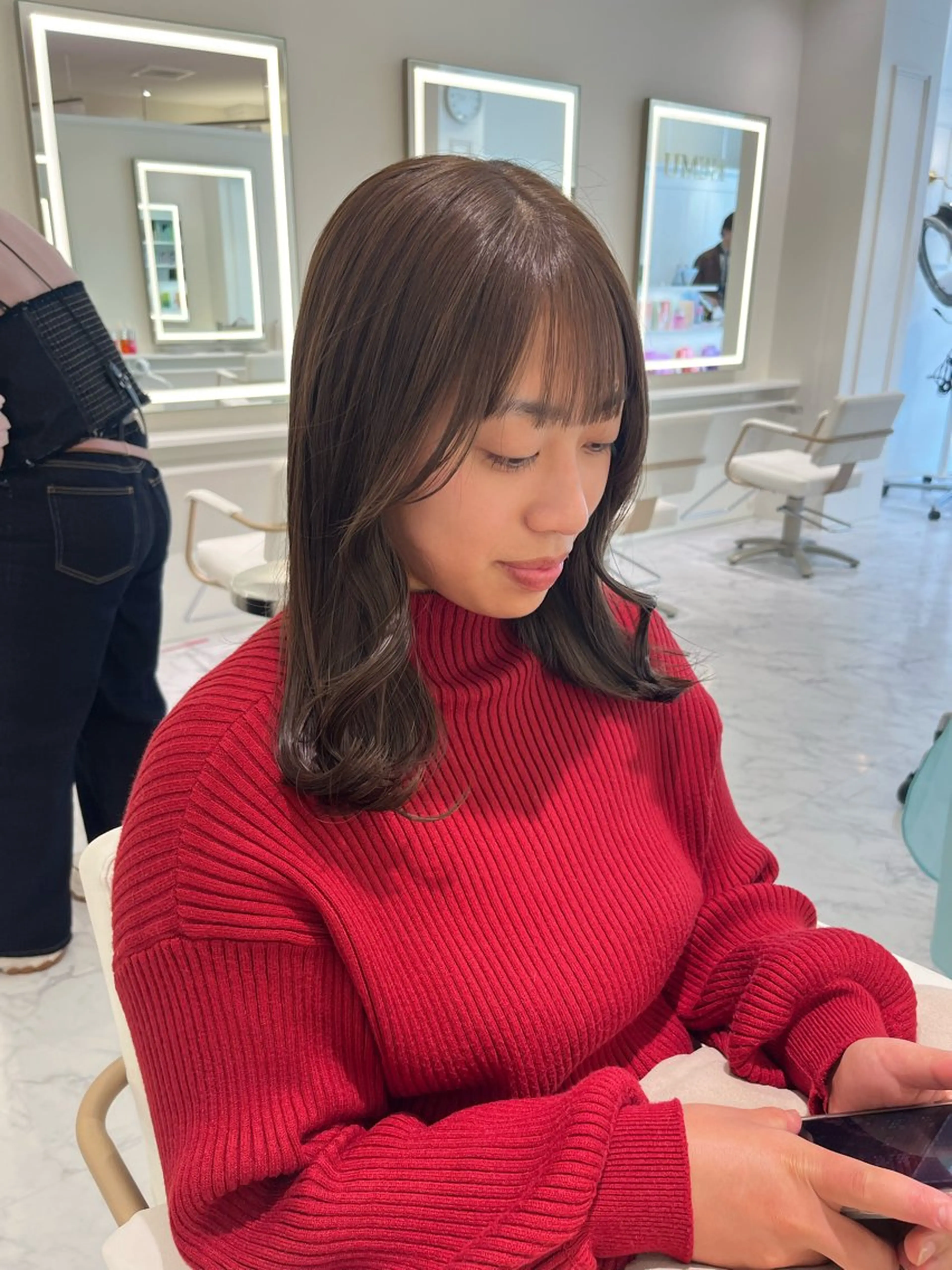 ミディアム カラー ブリーチ ダブルカラー ブリーチなしカラー ヘアカラー ParveMix 🌝🫧山本 玲南のヘアスタイル