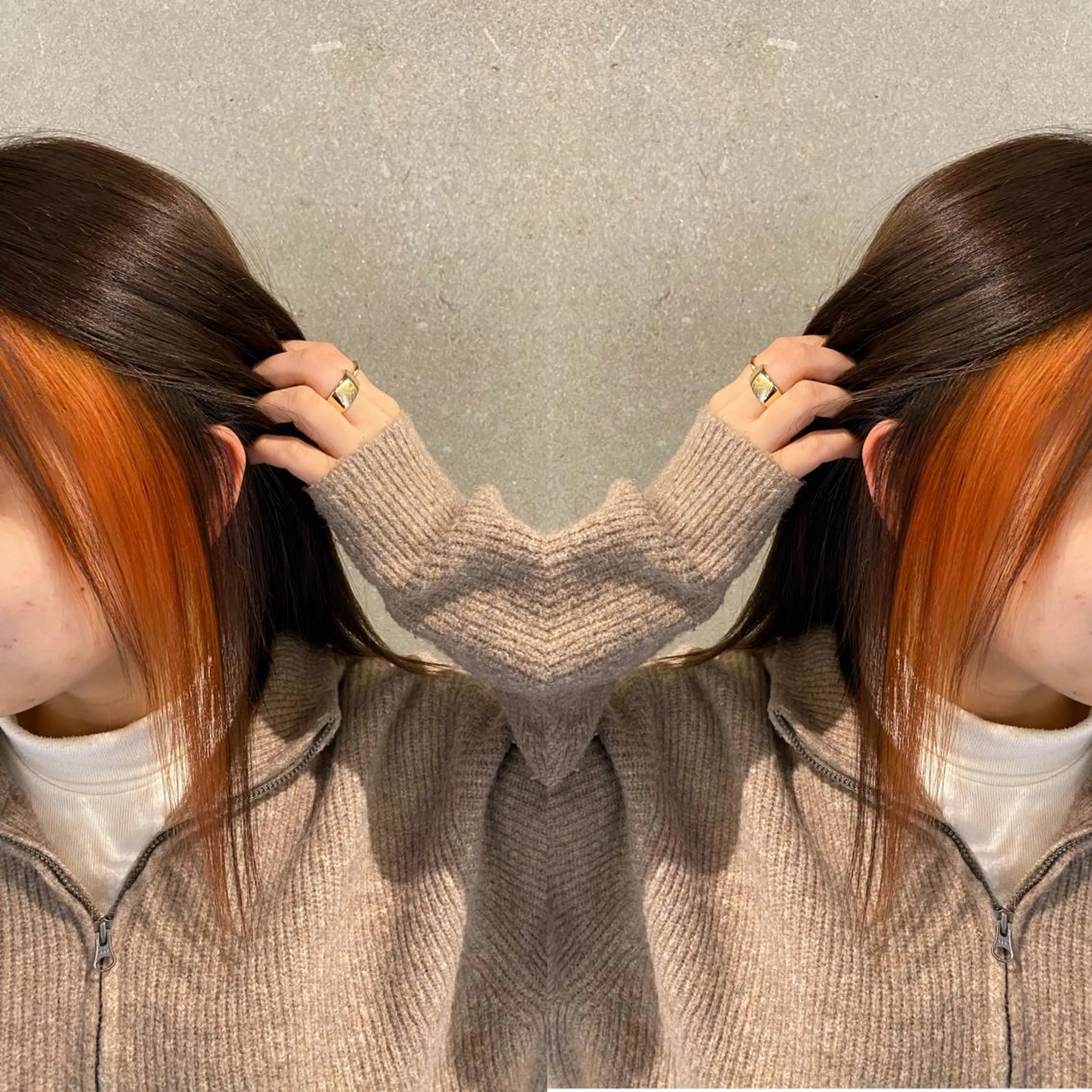 セミロング カラー ヘアカラー トリートメント 前田 美桜のヘアスタイル