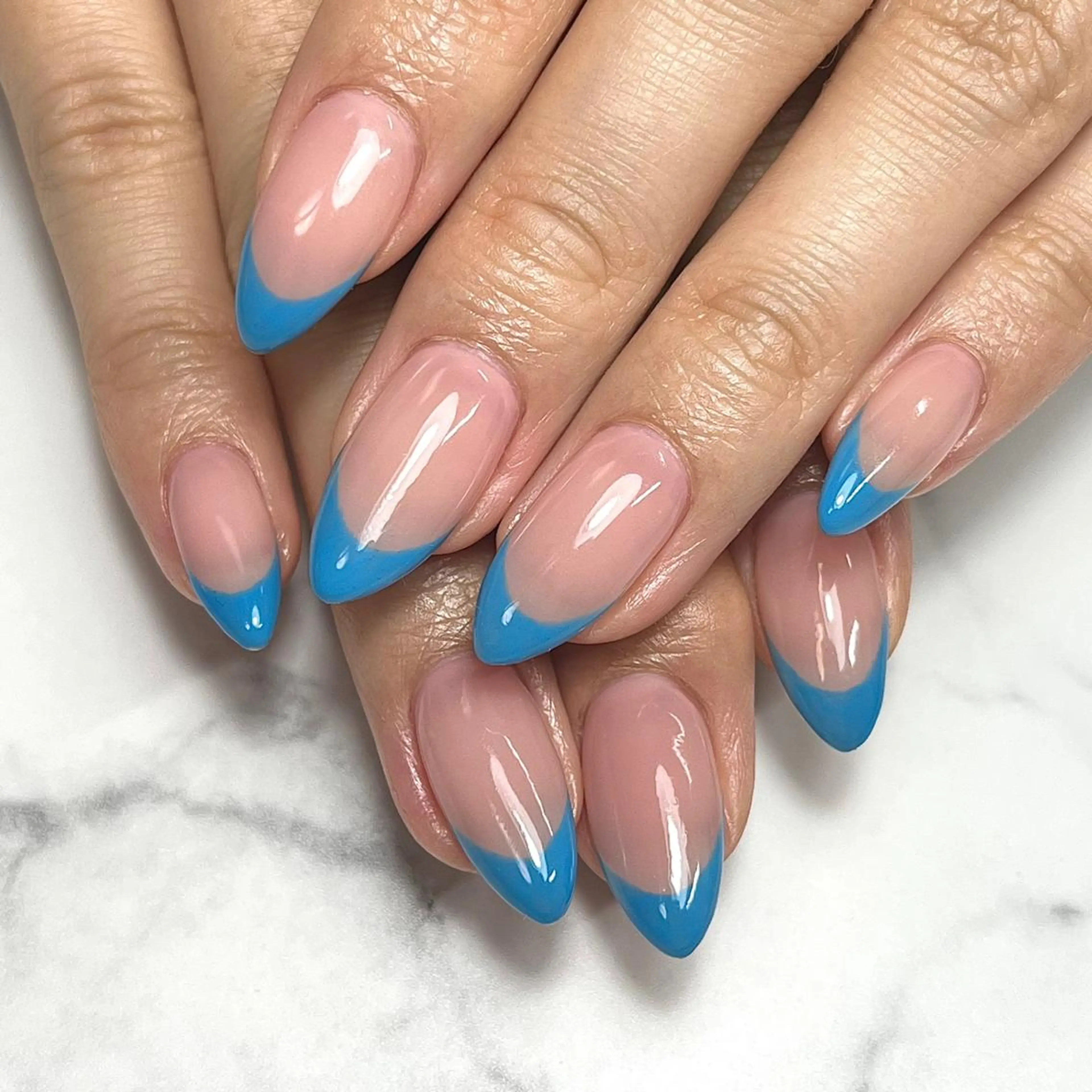 ネイル アートネイル ブルー フレンチネイル ジェルネイル グリーン ハンドネイル NAIL NOWのネイルデザイン