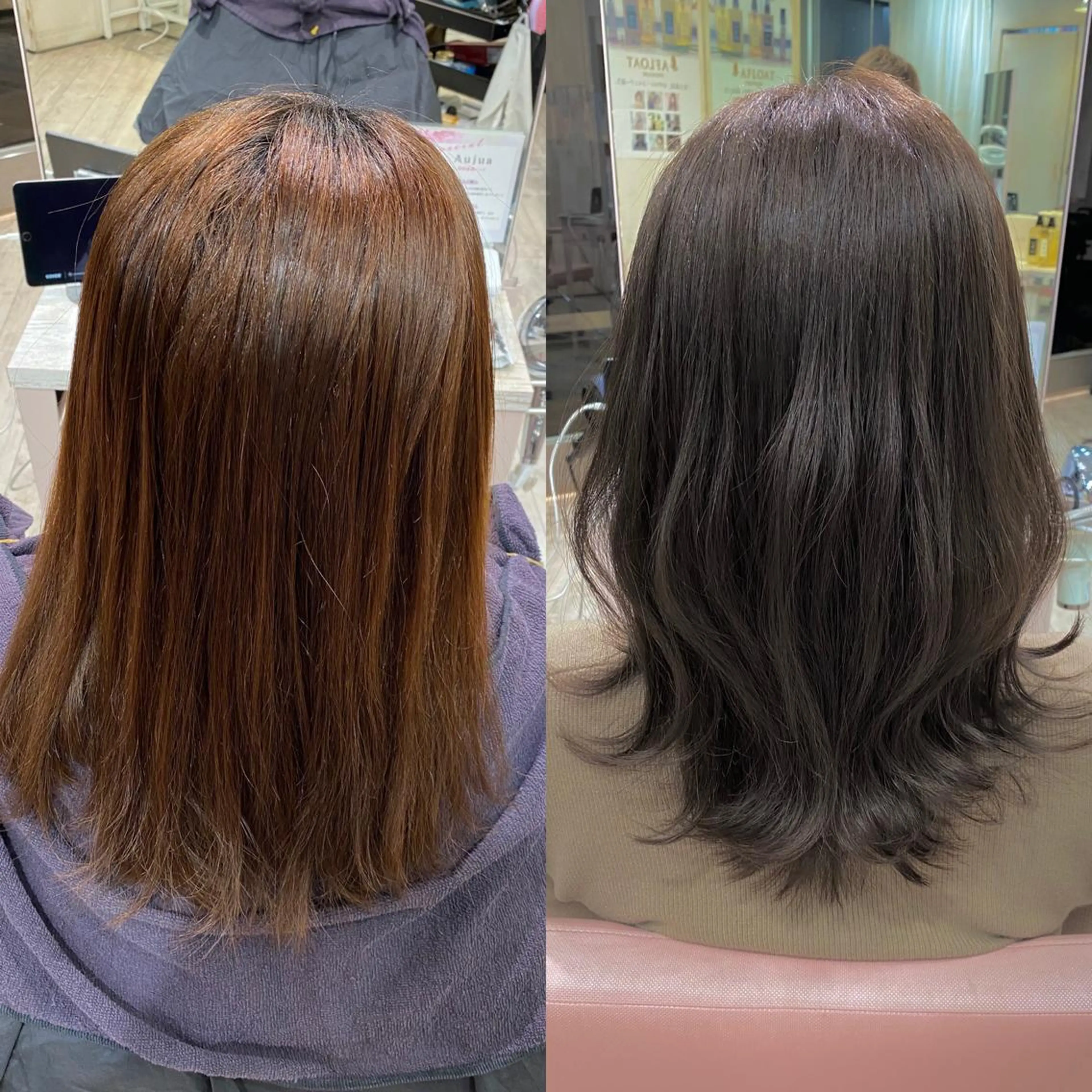 ミディアム カラー ヘアカラー トリートメント 透明感🫧 佐藤歩夢のヘアスタイル
