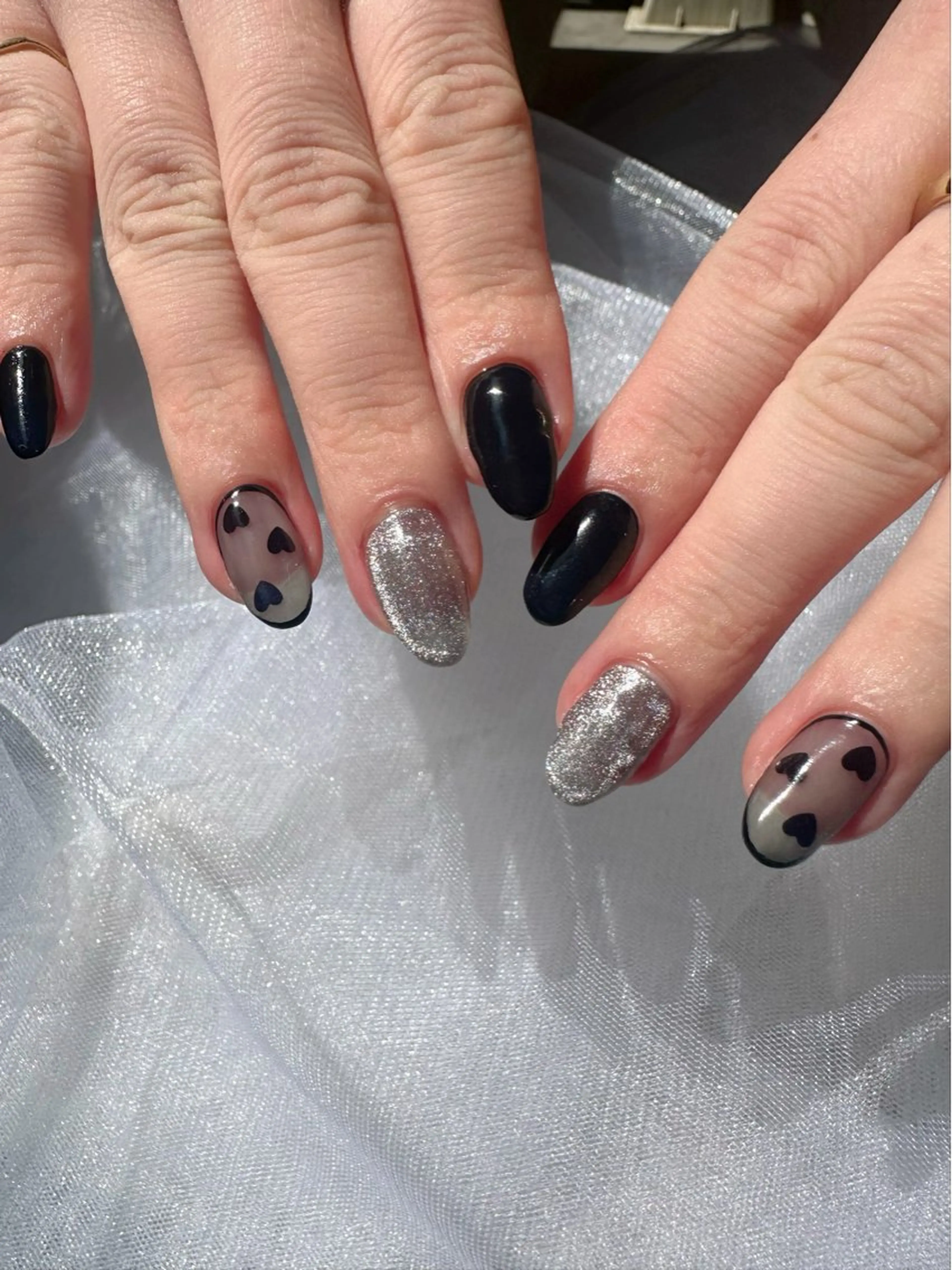 ネイル クリアネイル ハート 氷ネイル・うるうるネイル 韓国ネイル マグネットネイル 🪞KAPE NAIL 🪞のネイルデザイン