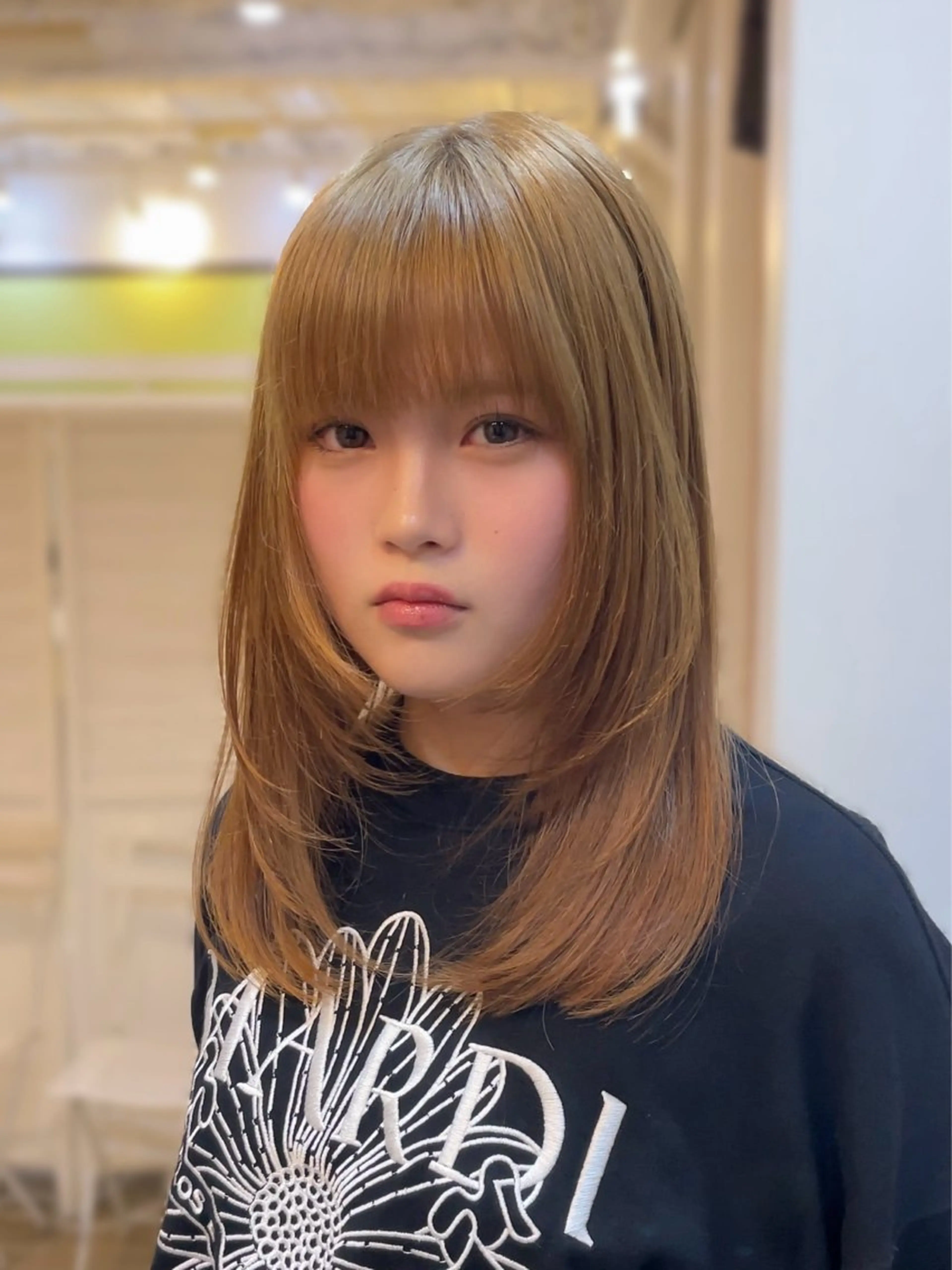 ミディアム カラー 顔まわりレイヤー レイヤーカット 小顔カット カット トリートメント ヘッドスパ 大人可愛い透明感🌟 小顔・韓国髪🌟野中のヘアスタイル