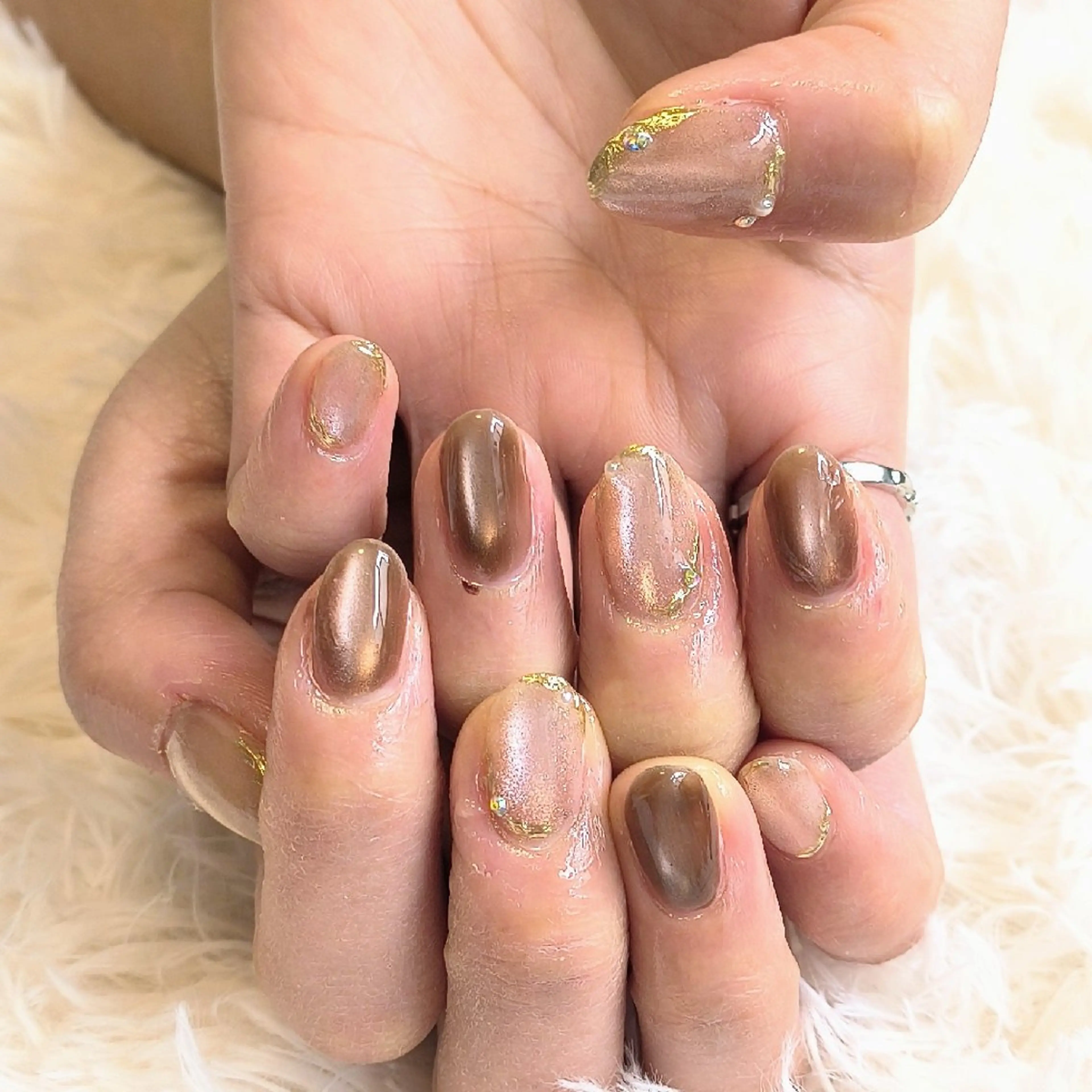 ネイル 氷ネイル・うるうるネイル マグネットネイル ミラーネイル ハンドネイル 島田 亜紀のネイルデザイン