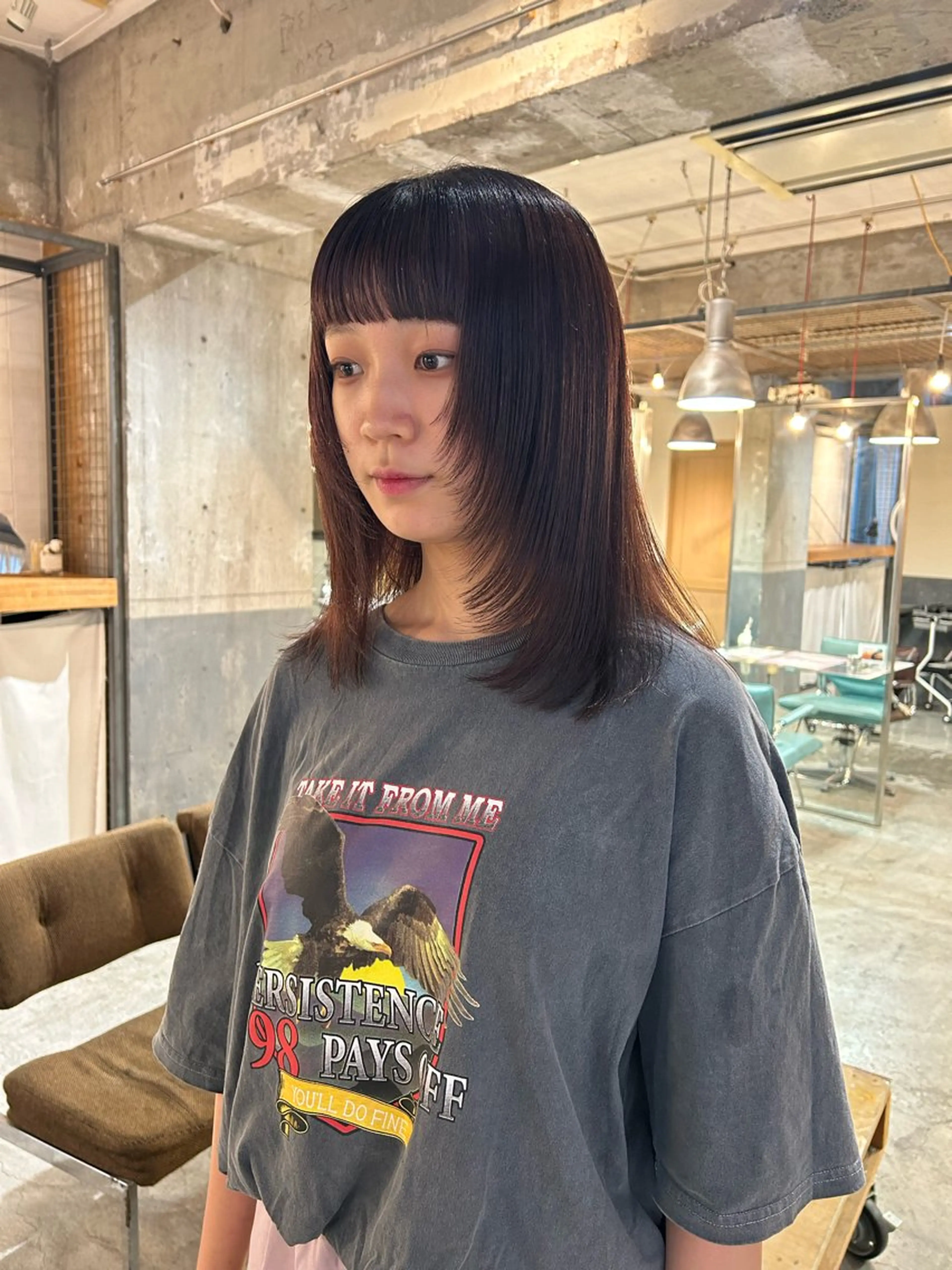 ミディアム カラー レイヤーカット カット 丸みショート /nagisaのヘアスタイル