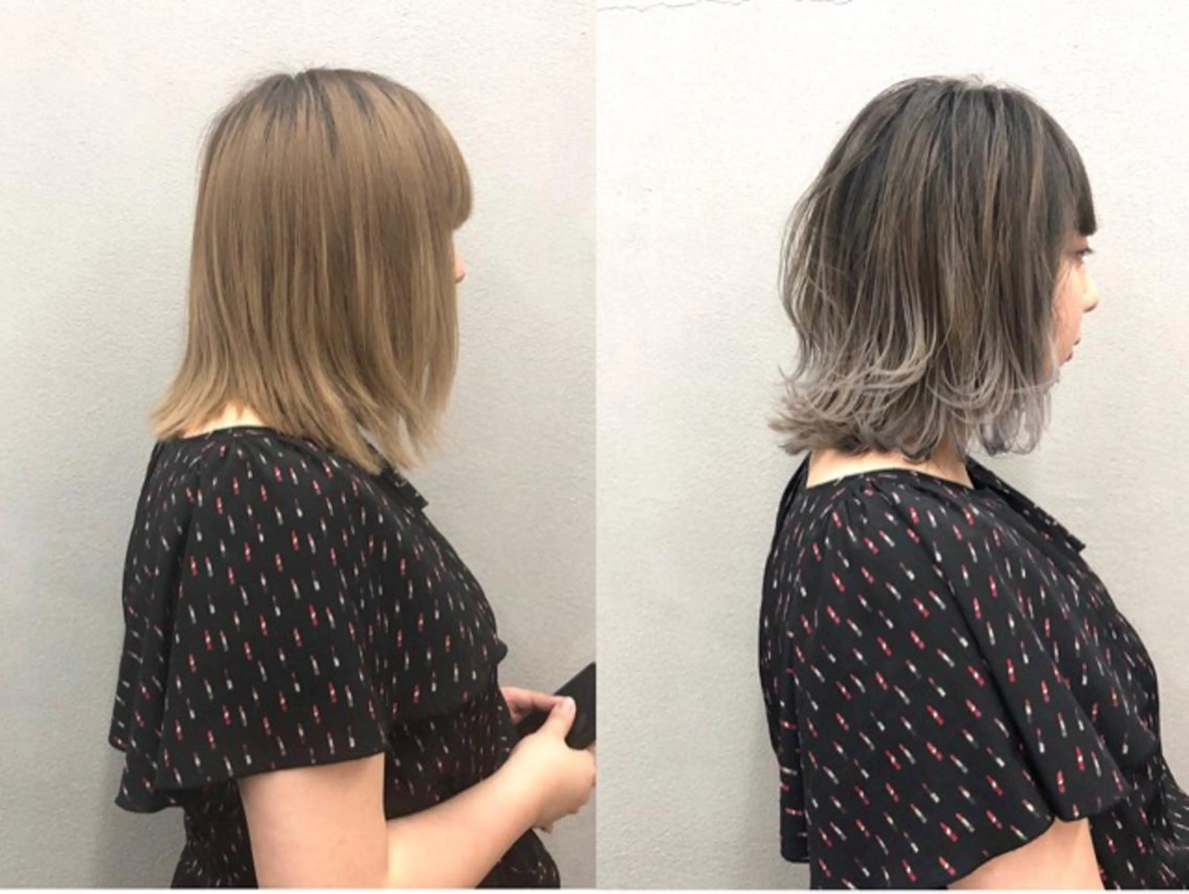 ミディアム カラー グラデーションカラー ラベンダーカラー シルバー カット ヘアカラー ボブ/ショート/ 白髪染め/メンズ葛西のヘアスタイル
