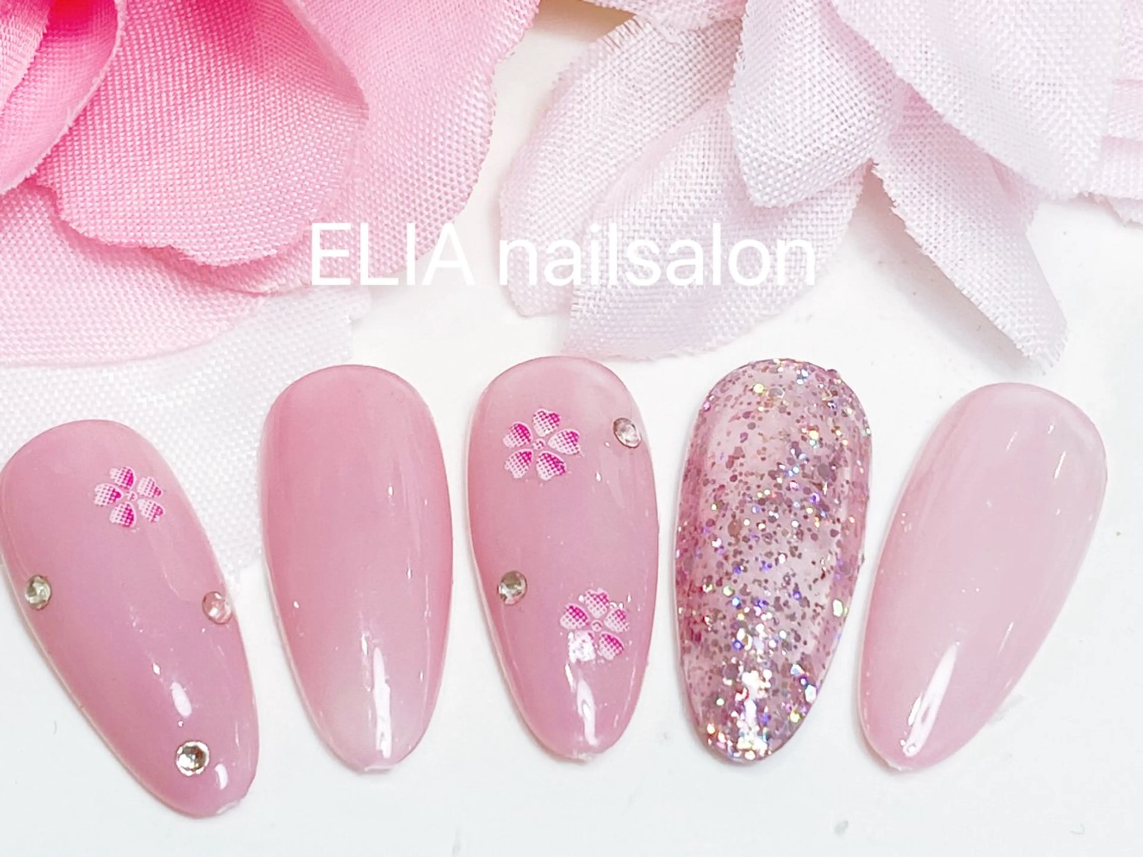 ネイル ピンク シンプルネイル 春ネイル ELIA【エリア】 nailsalonのネイルデザイン