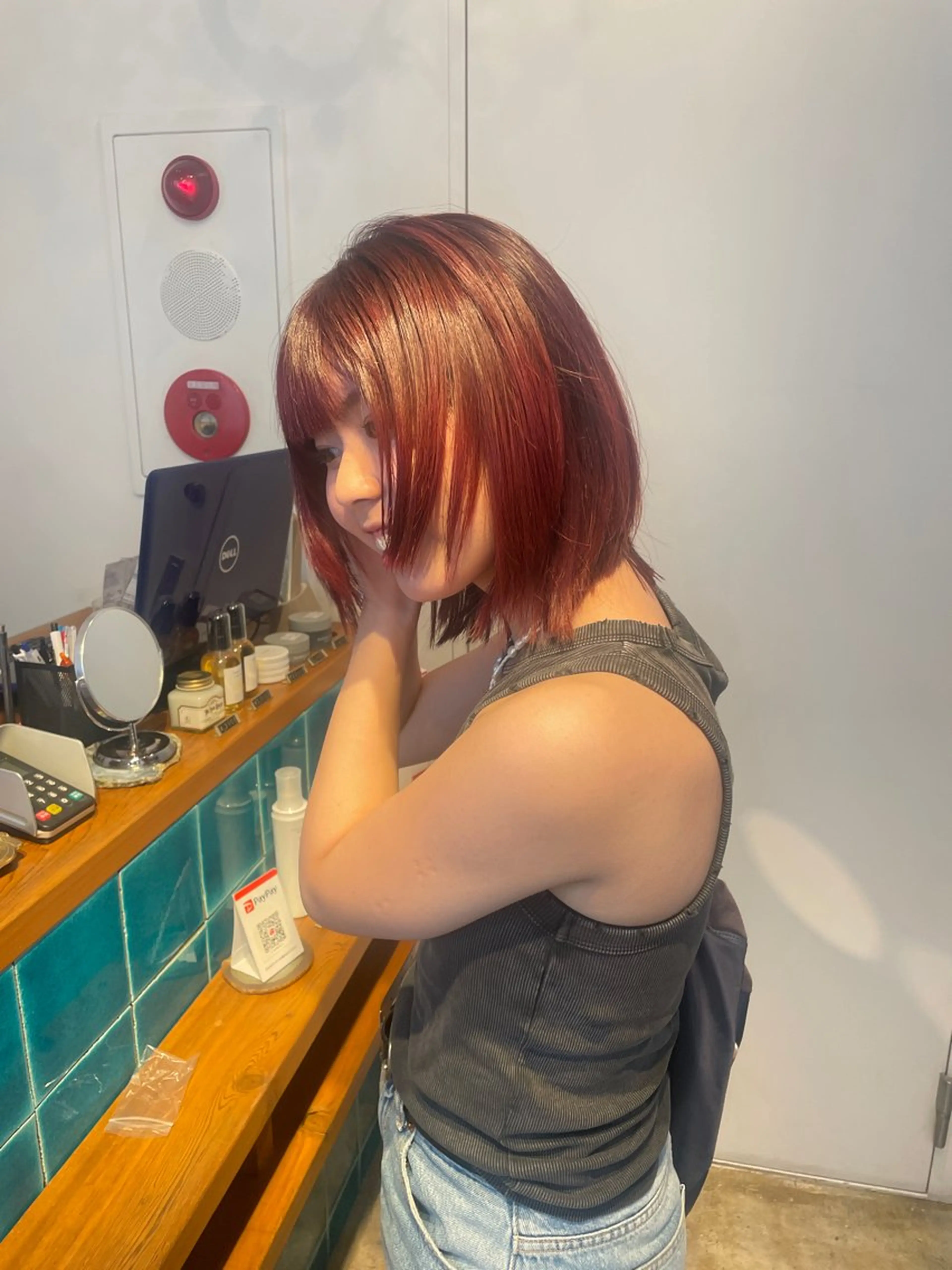 ミディアム カラー RIN／韓国ヘア レイヤーカットのヘアスタイル