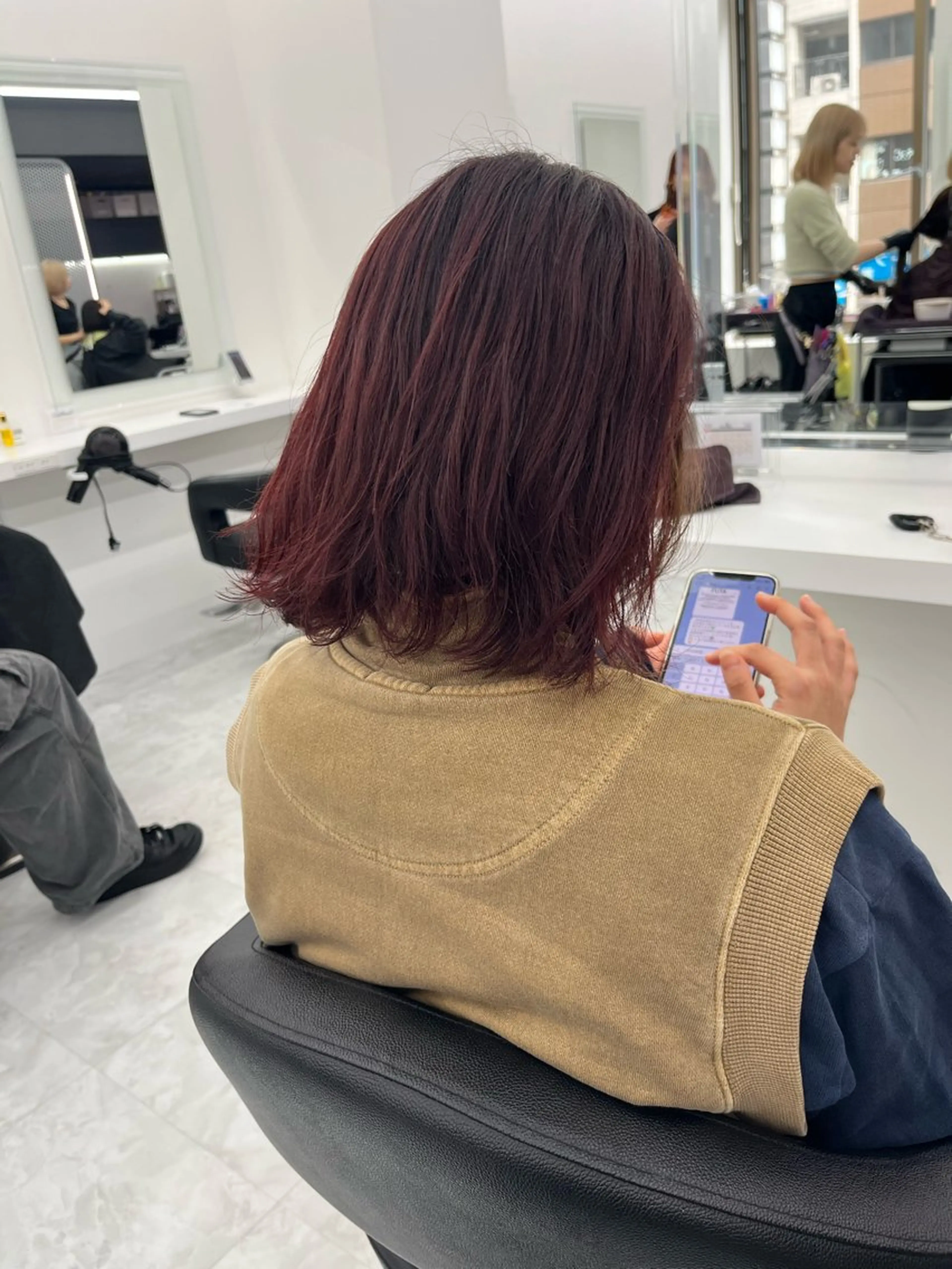 ミディアム カラー ミディアムパーマ レッドカラー 💖トレンド夏 カラー💖FUTAのヘアスタイル