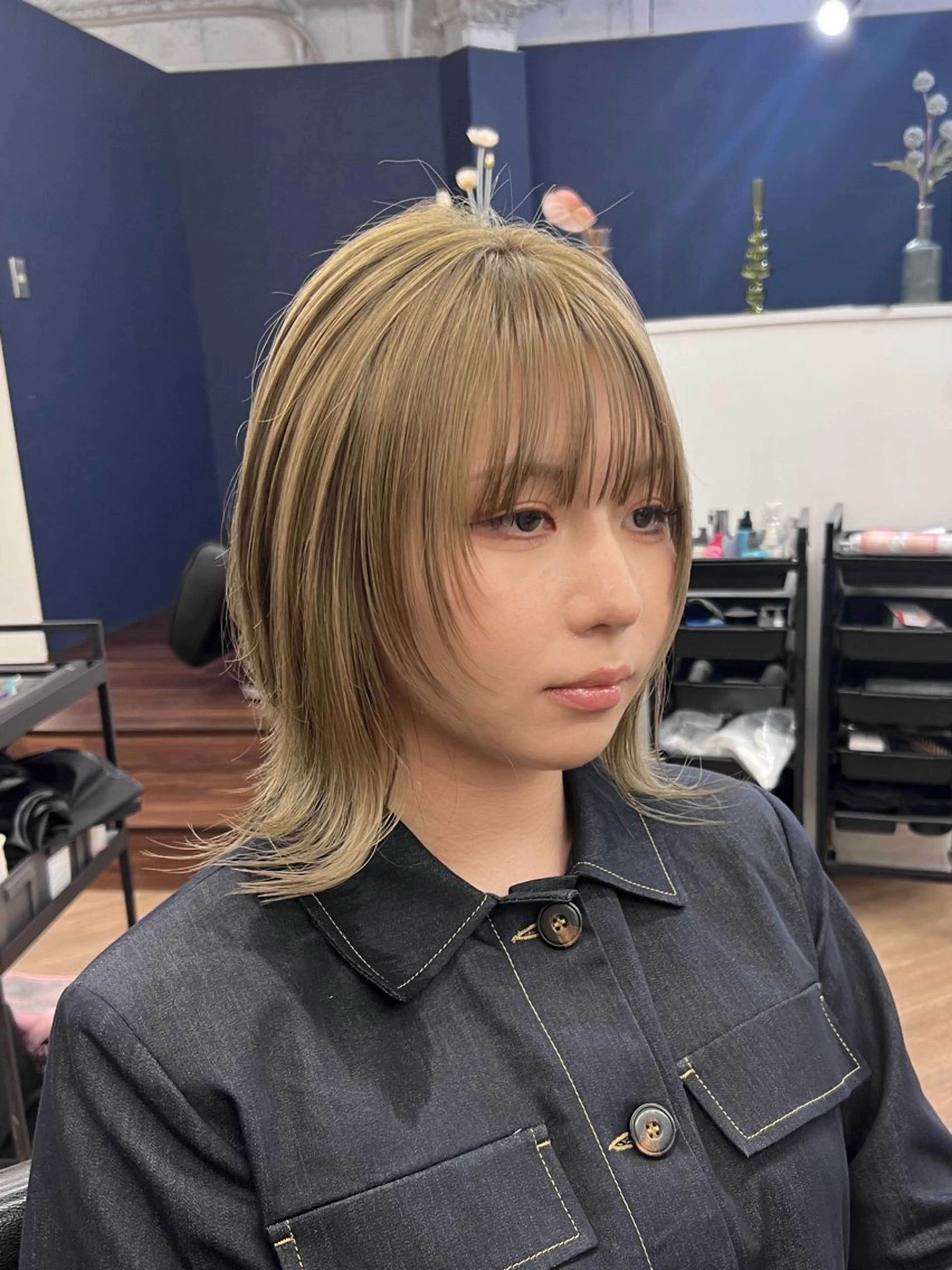 ミディアム カラー レイヤーカット カット ヘアカラー トリートメント 透明感×髪質改善🧸 韓国ヘア　武田涼のヘアスタイル