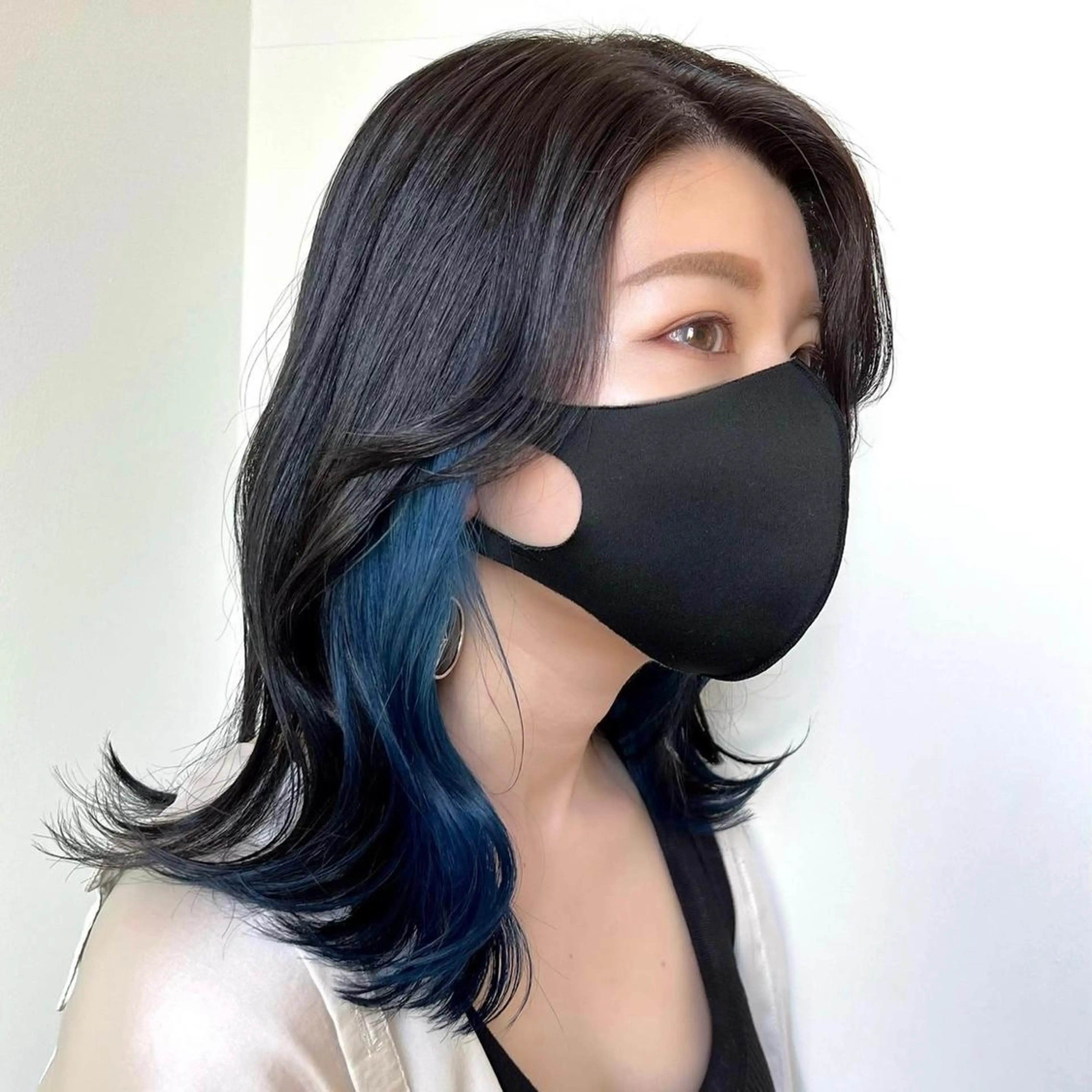 ミディアム カラー ブルーカラー インナーカラー 韓国 /男女🆗 細江　美紅のヘアスタイル