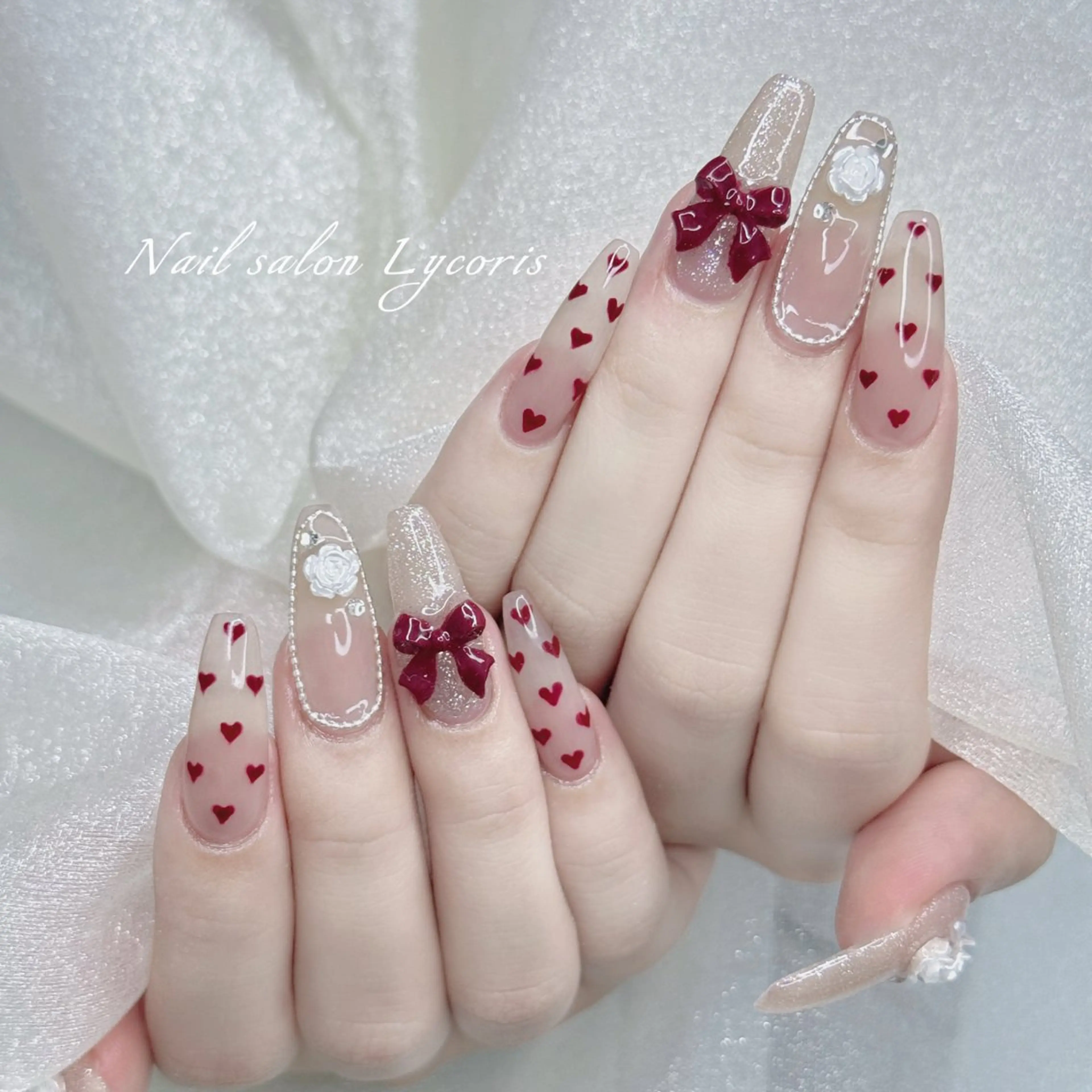 ネイル バレンタイン ハンドネイル Nail salon Lycoris キキのネイルデザイン
