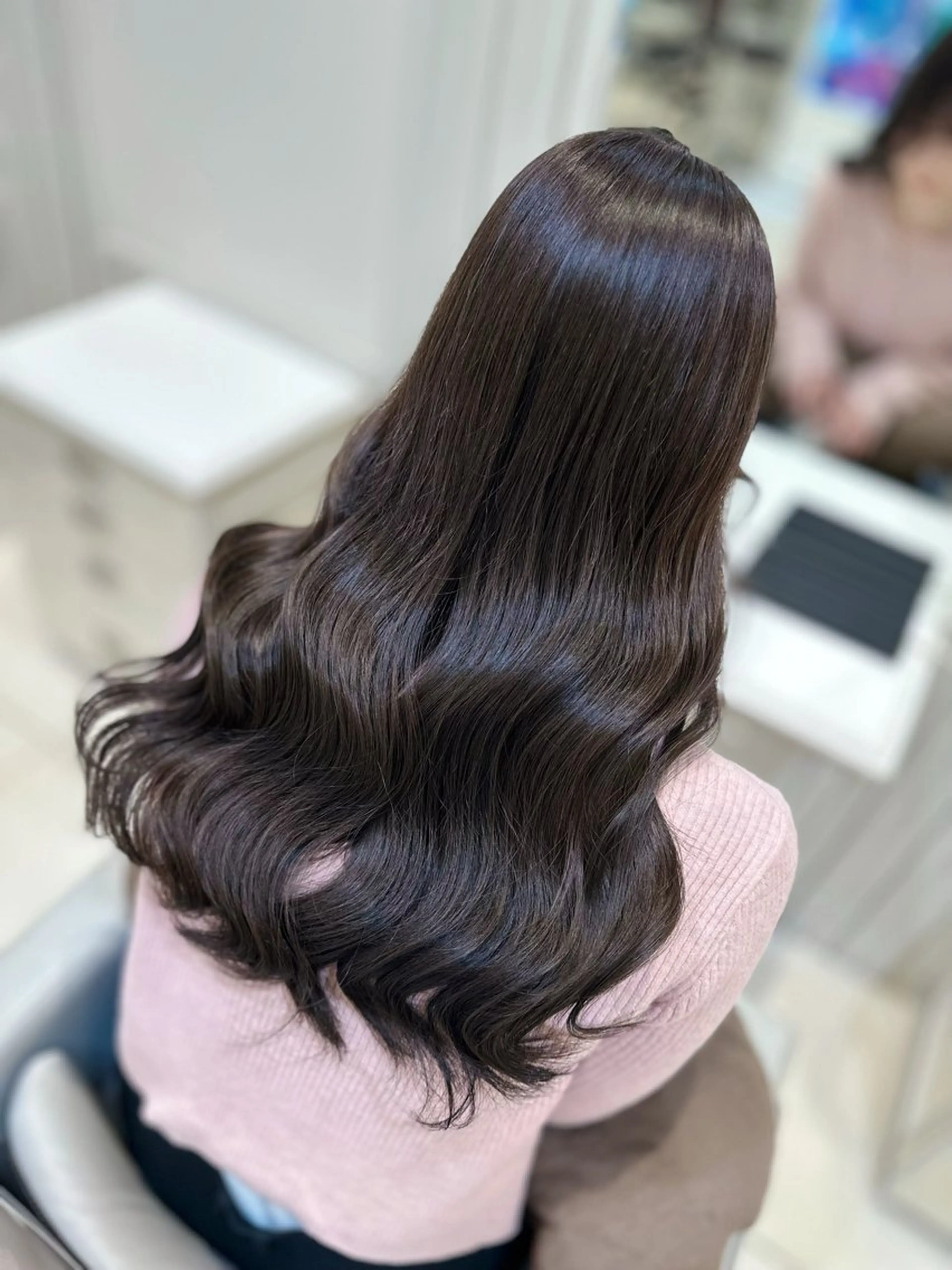 ロング カラー ブリーチ グレージュ ブリーチなしカラー orgo所属・💖中韓mix style💖チヒロのヘアスタイル