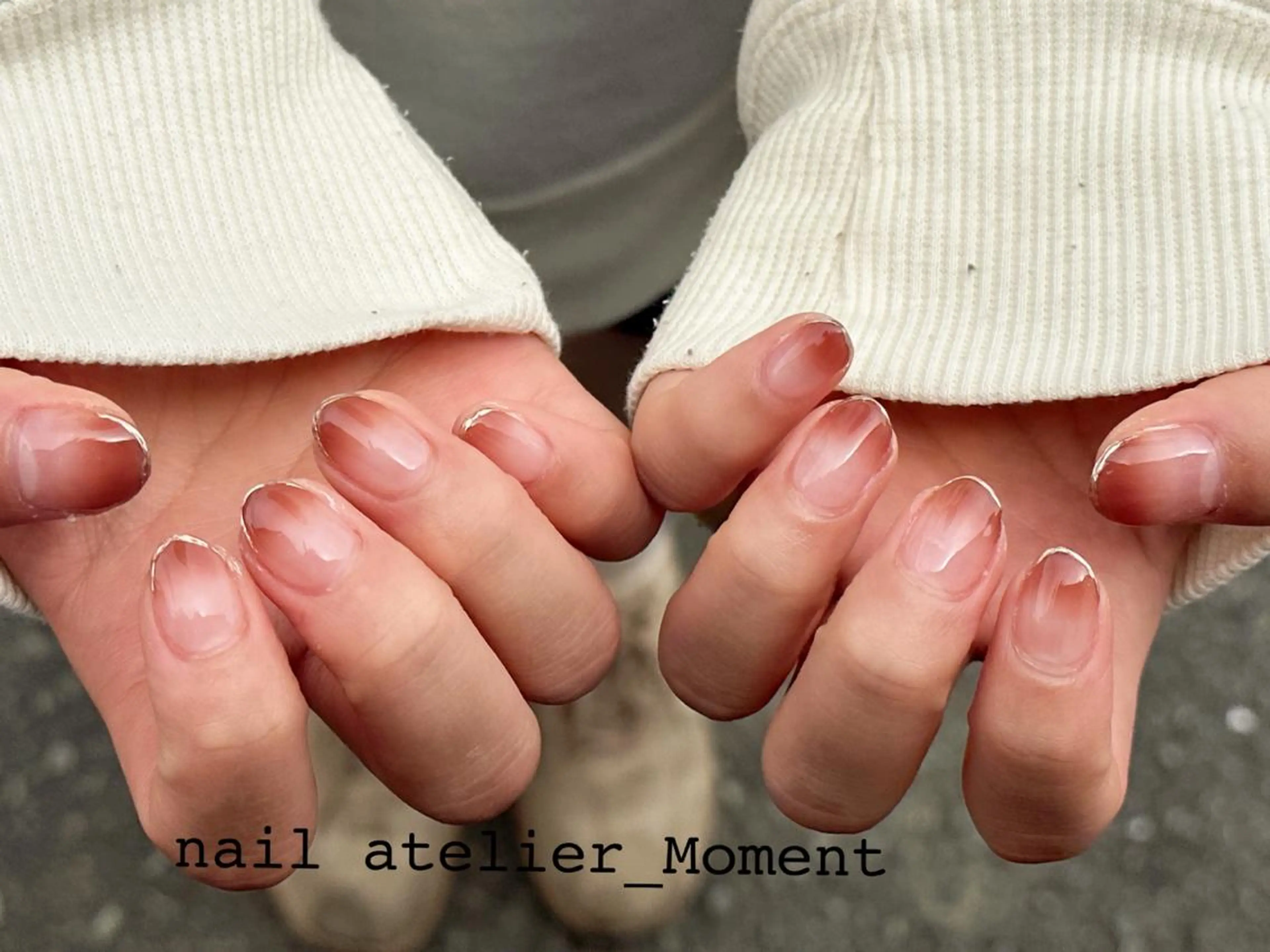 ネイル フレンチネイル グラデーション ミラーネイル nail atelier_Moment所属・nail Momentのネイルデザイン