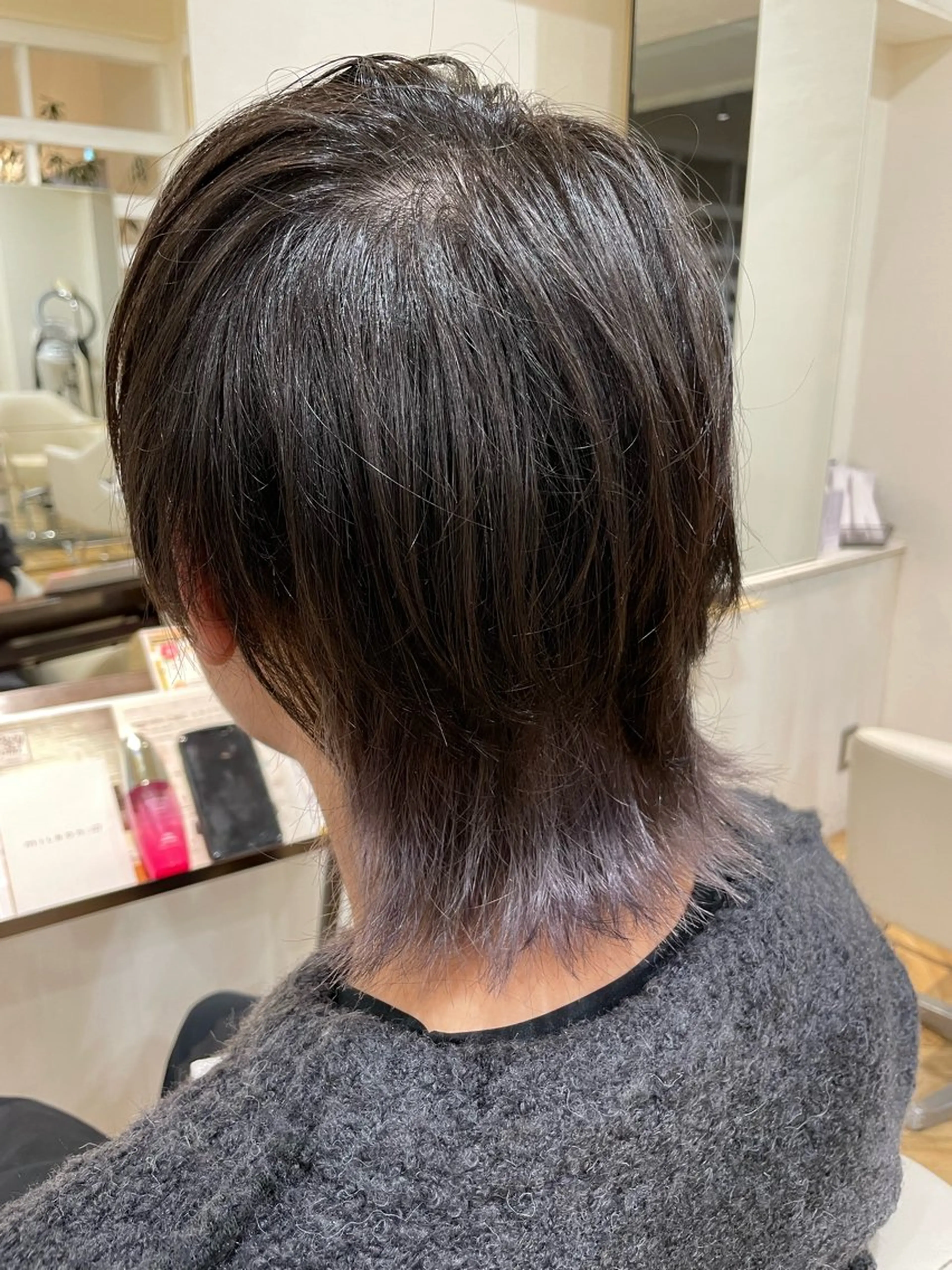 ミディアム カラー メンズ マッシュ メンズウルフカット ウルフカット 青野 有雅のヘアスタイル