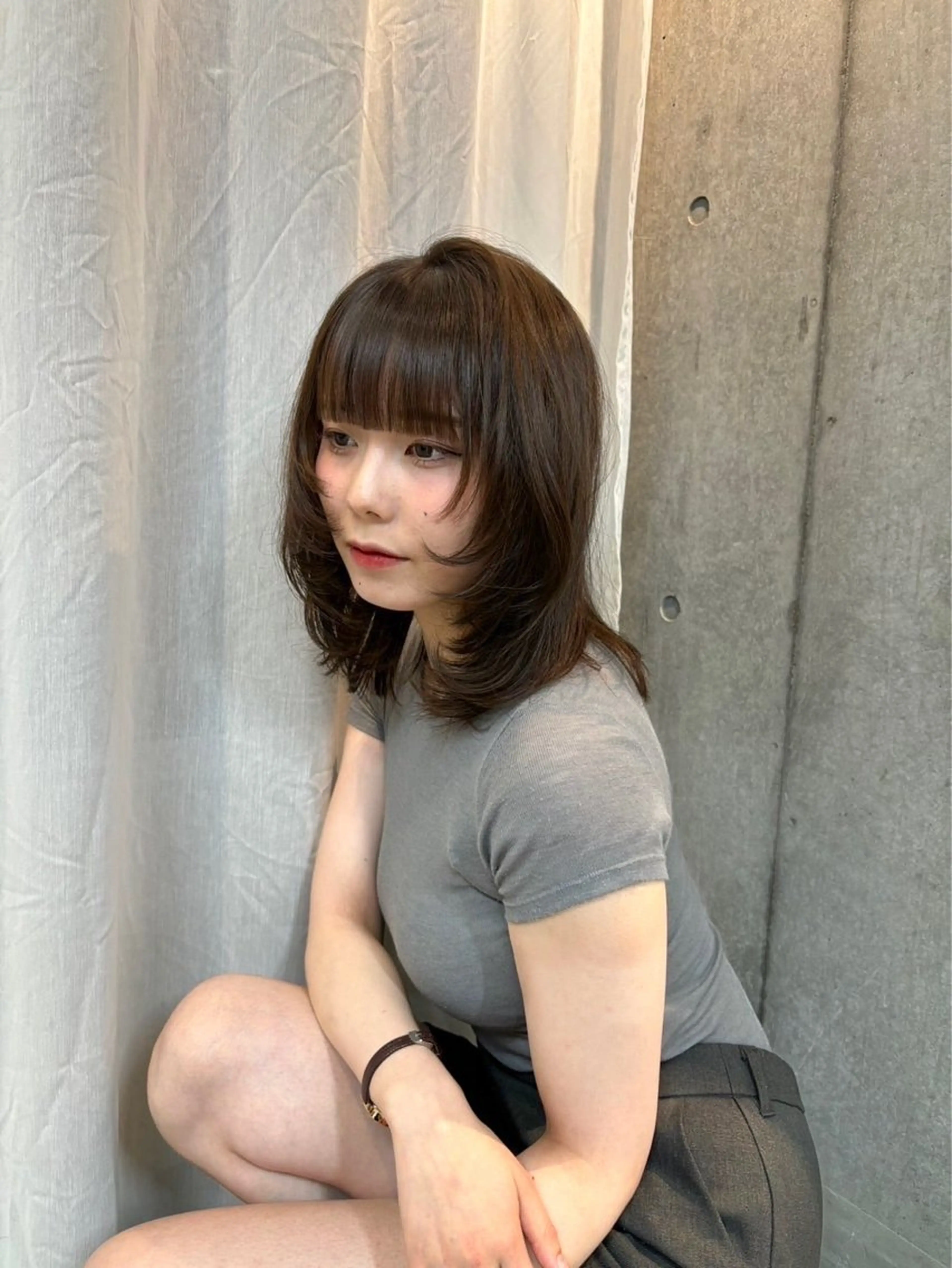 ミディアム ミディアムレイヤー レイヤーカット レイヤー/ 透明感カラー/林　蓮のヘアスタイル